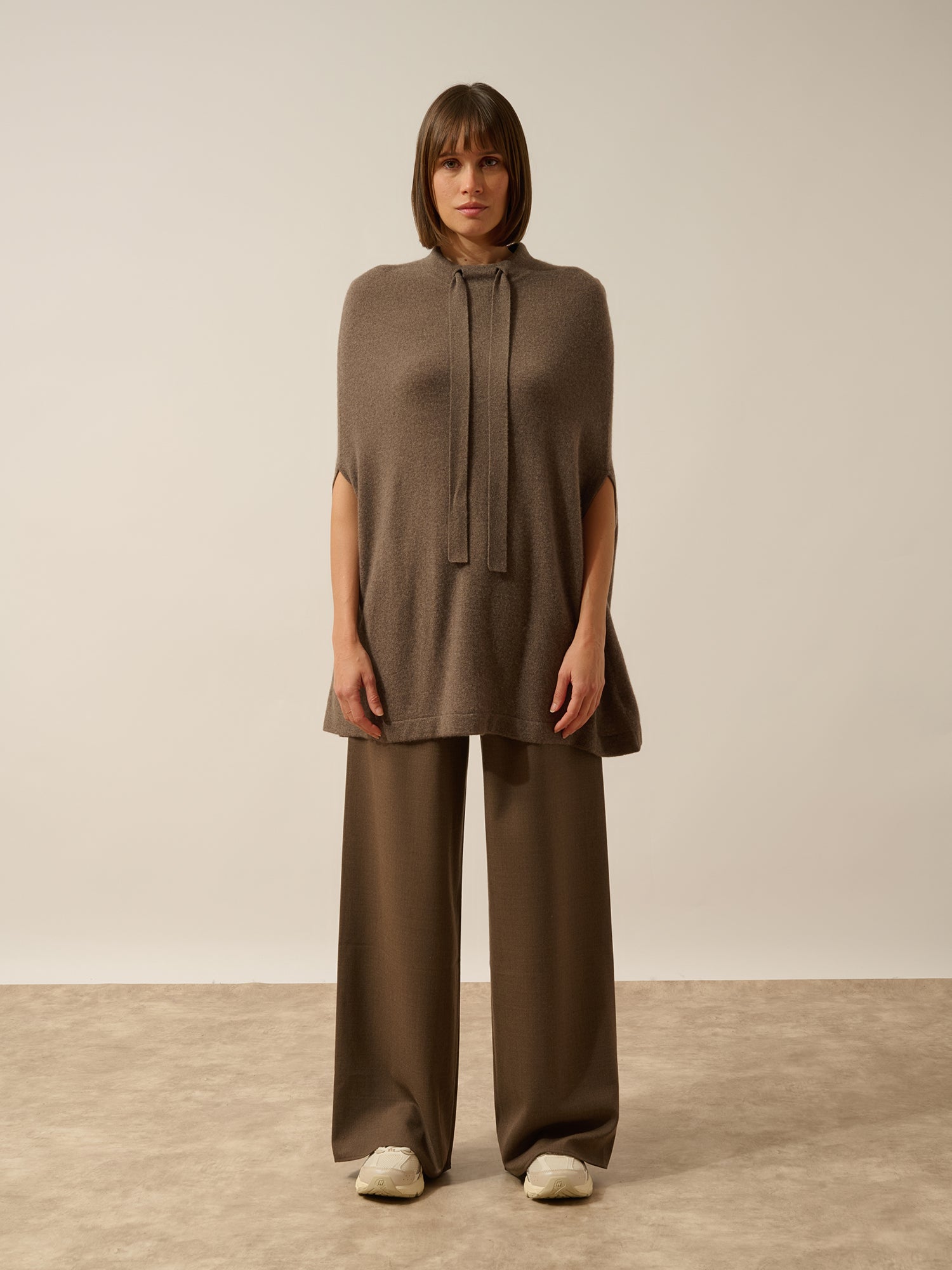 MIAMAR cape col rond taupe chiné