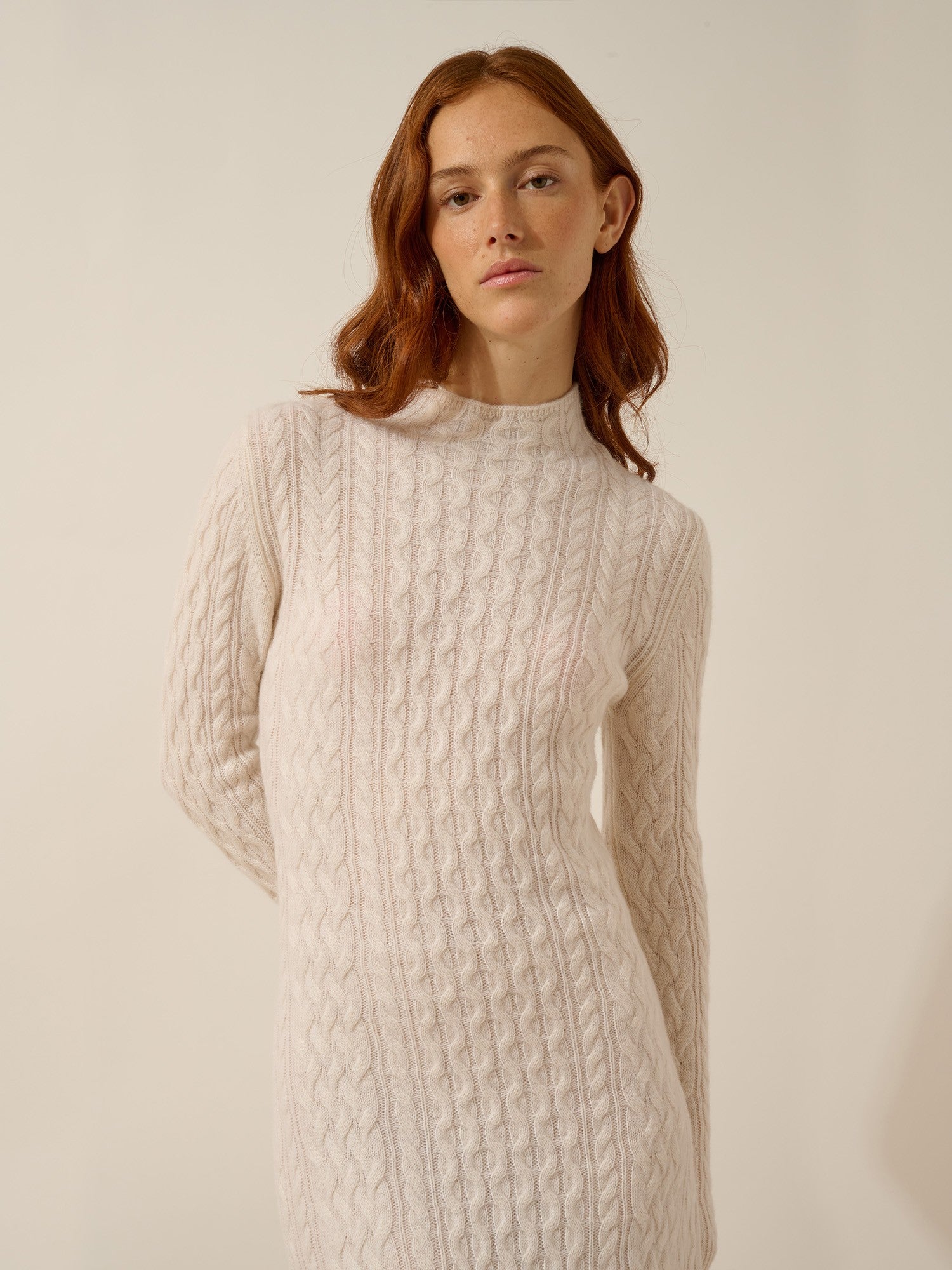 miko high-neck dress with 4 snowflake threads