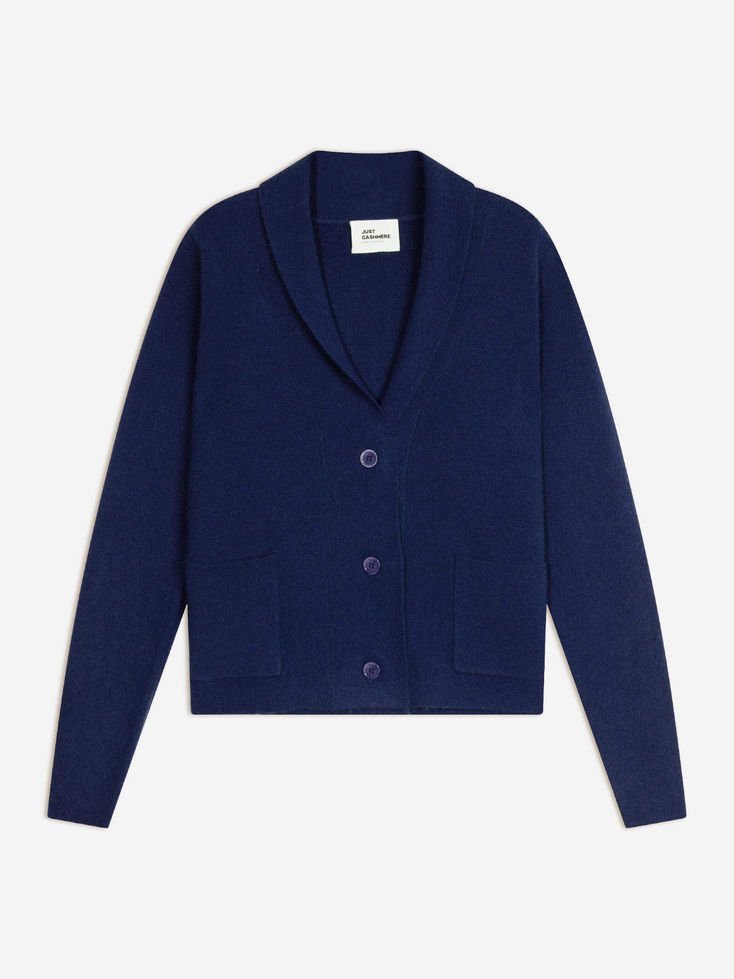 MILA veste boutonnée col châle bleu nuit