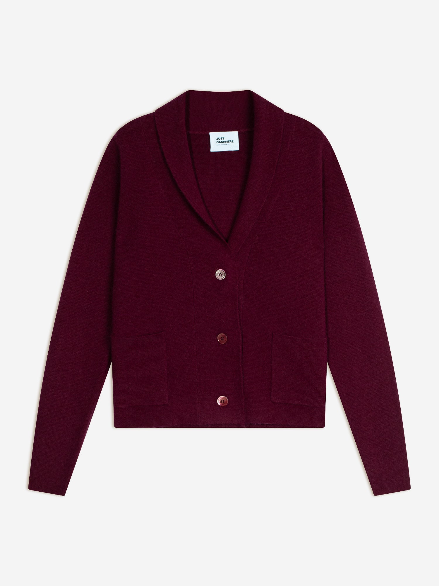 MILA burgundy button-down jacket with shawl collar