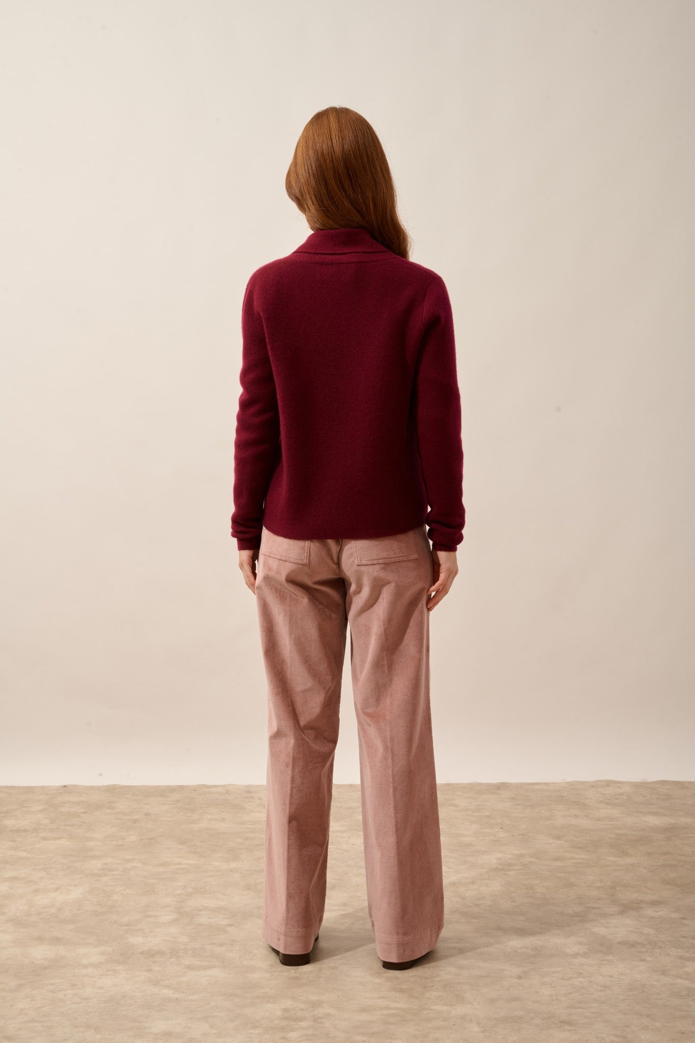 mila veste boutonnée col châle bordeaux