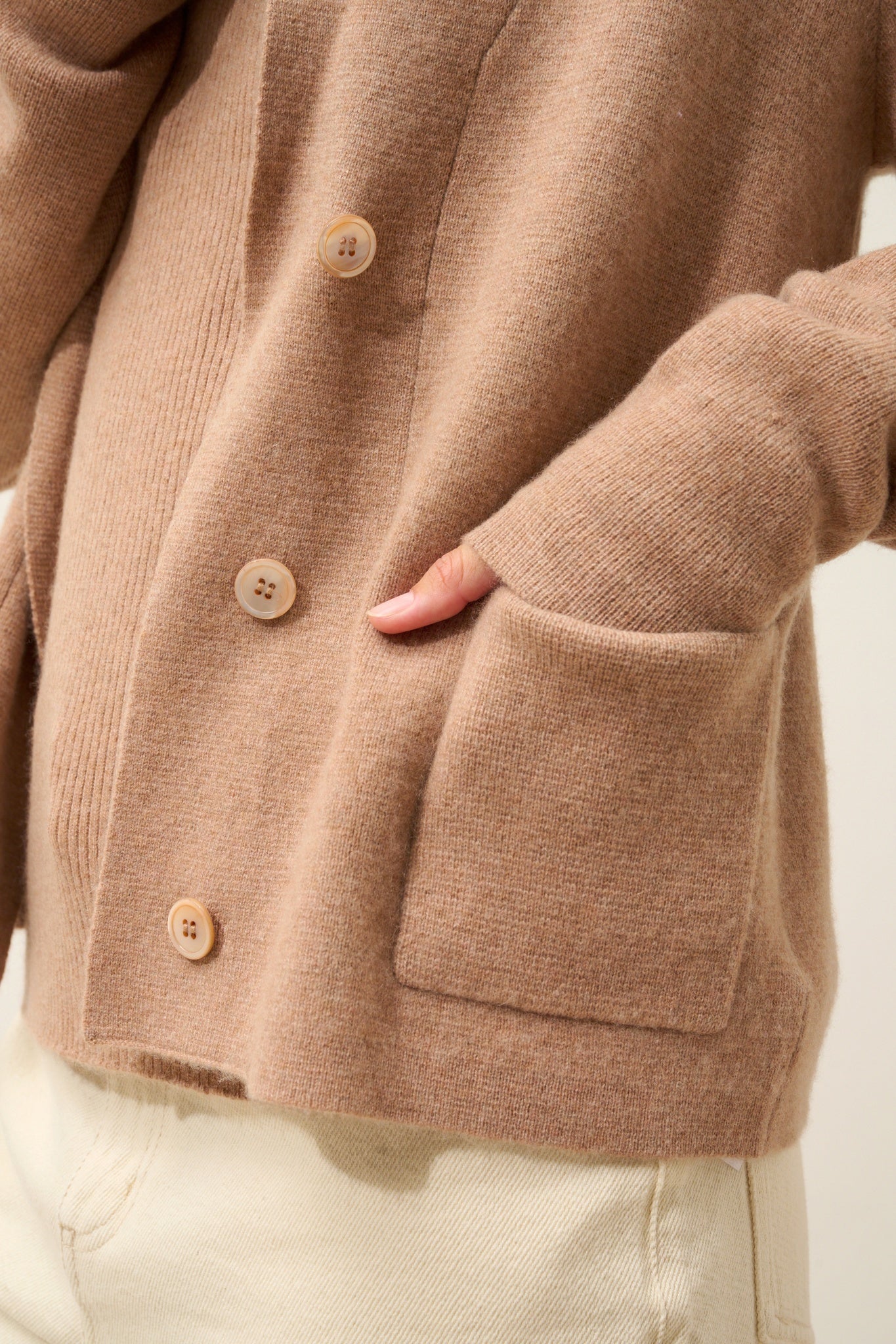 MILA veste col châle camel chiné