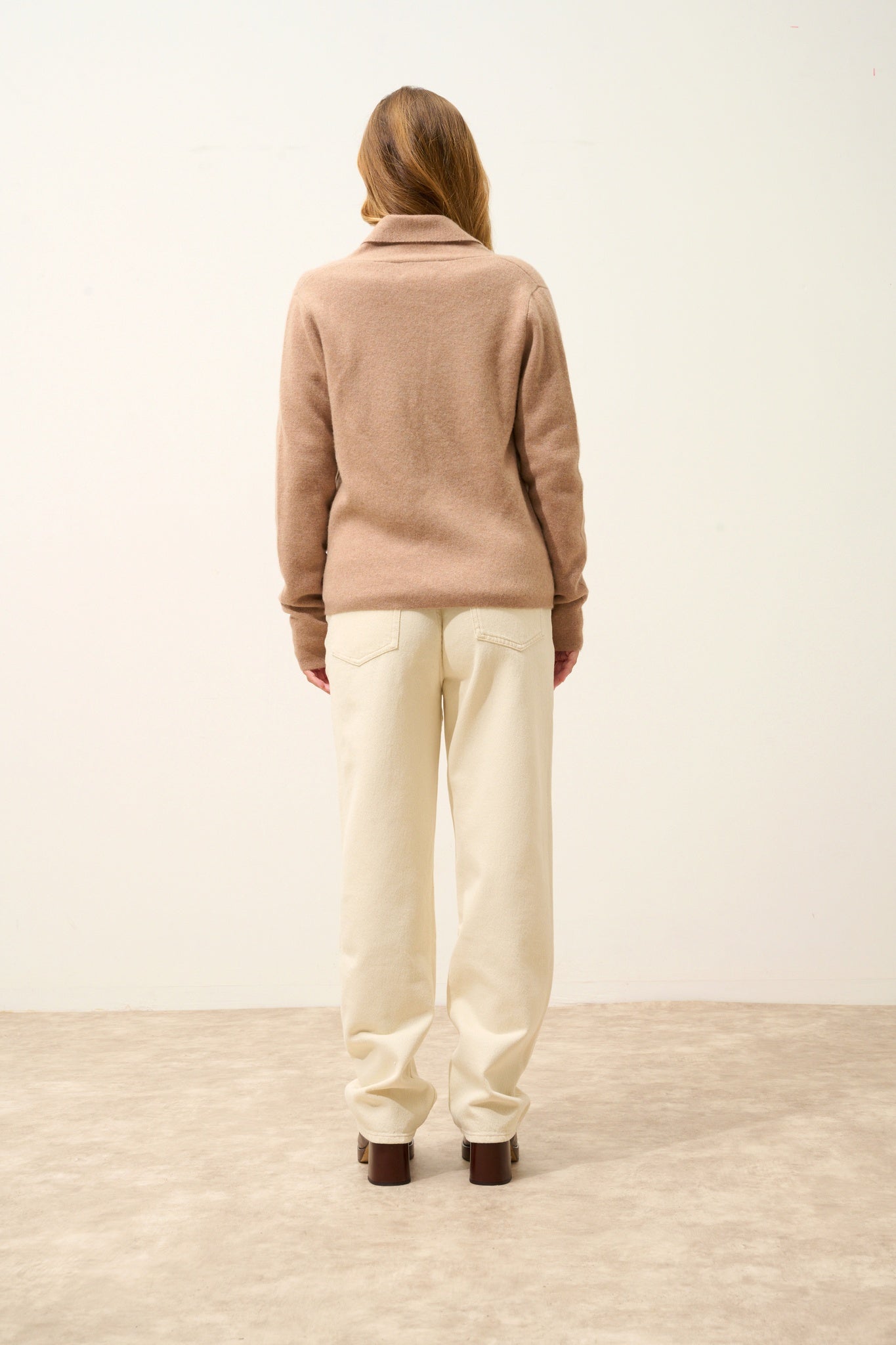 MILA veste col châle camel chiné