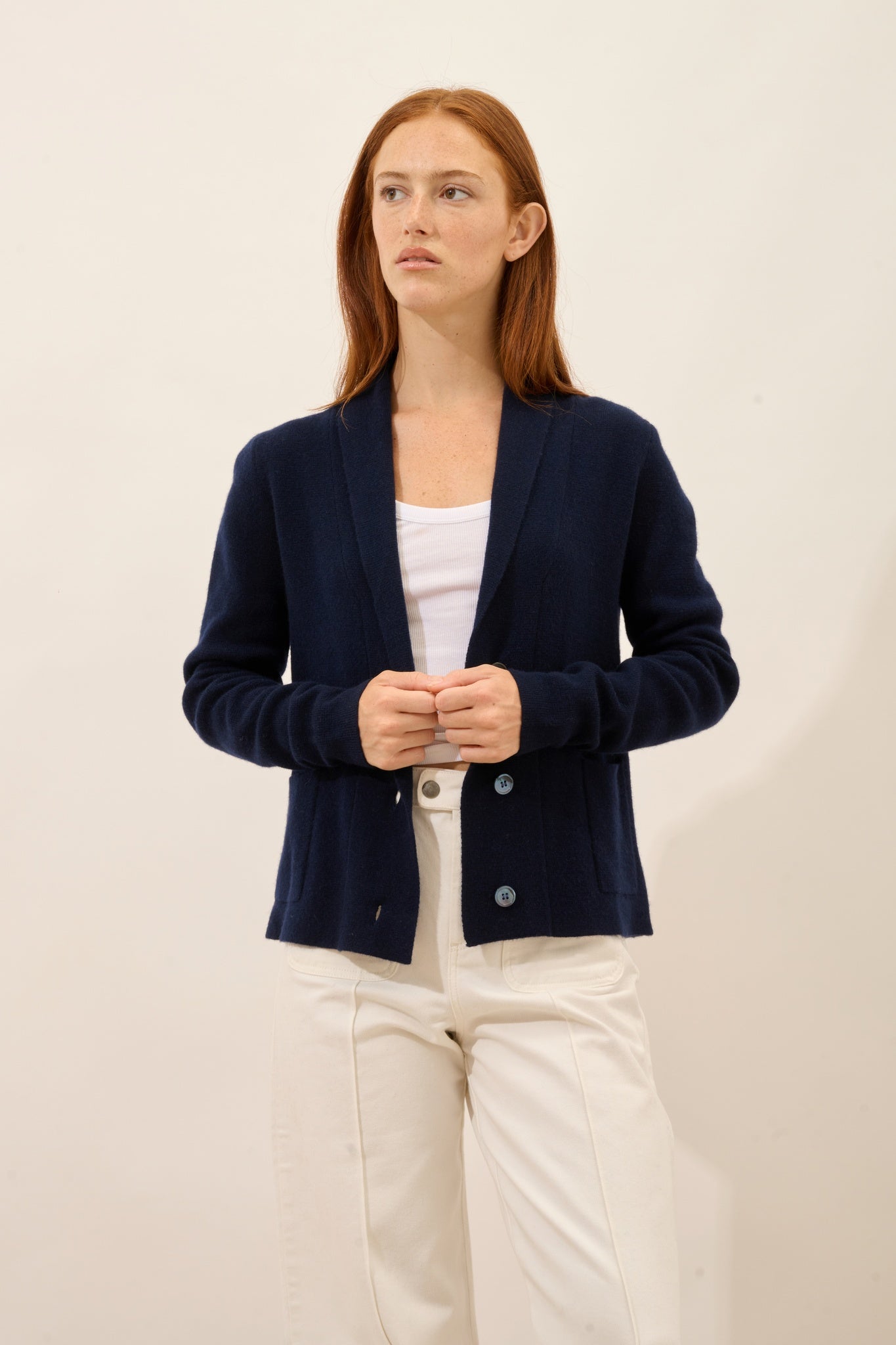 MILA veste col châle navy