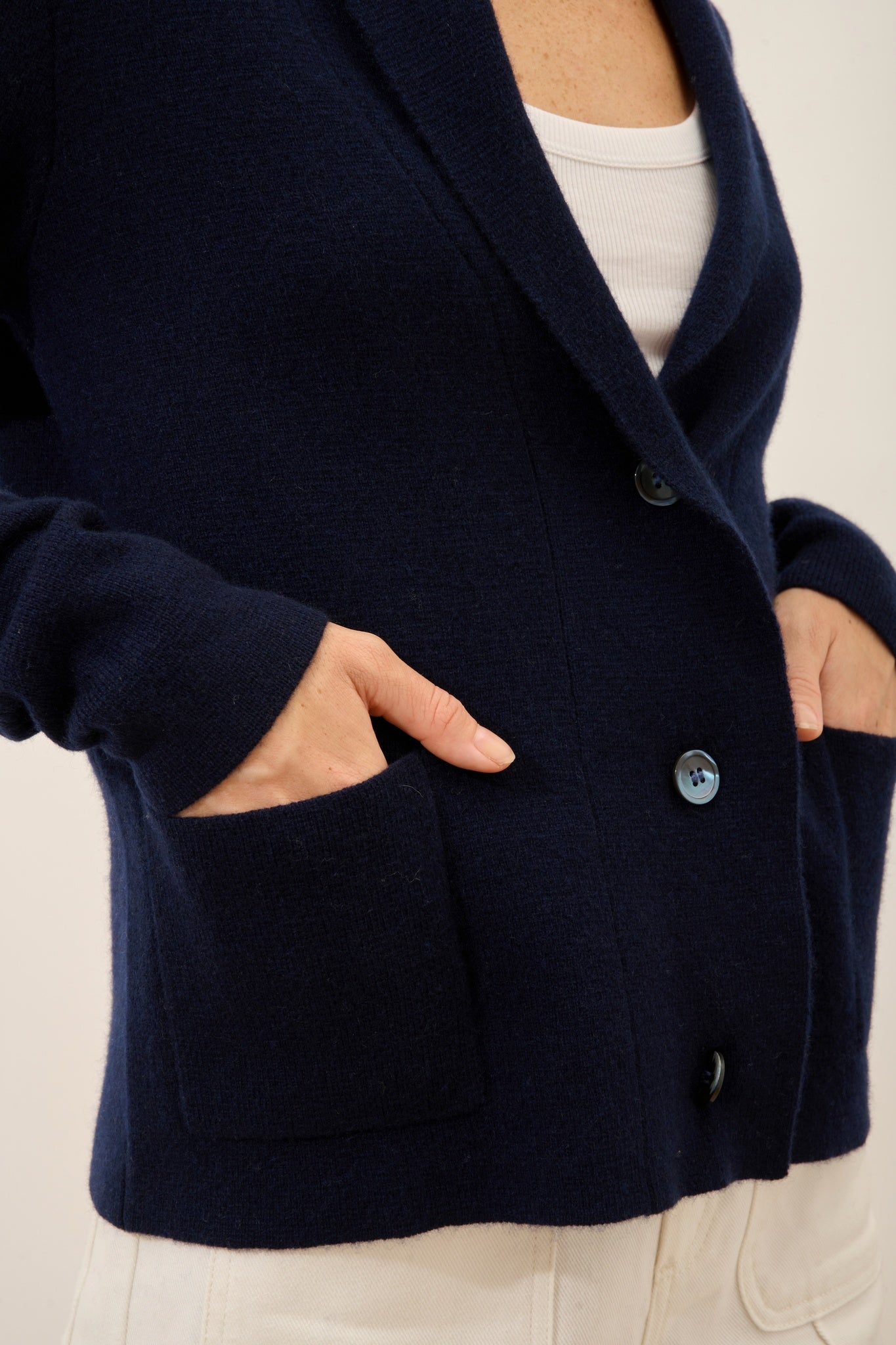 MILA veste col châle navy