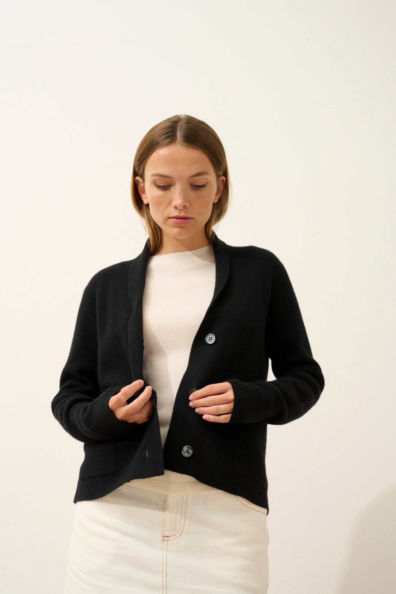 MILA veste col châle noir