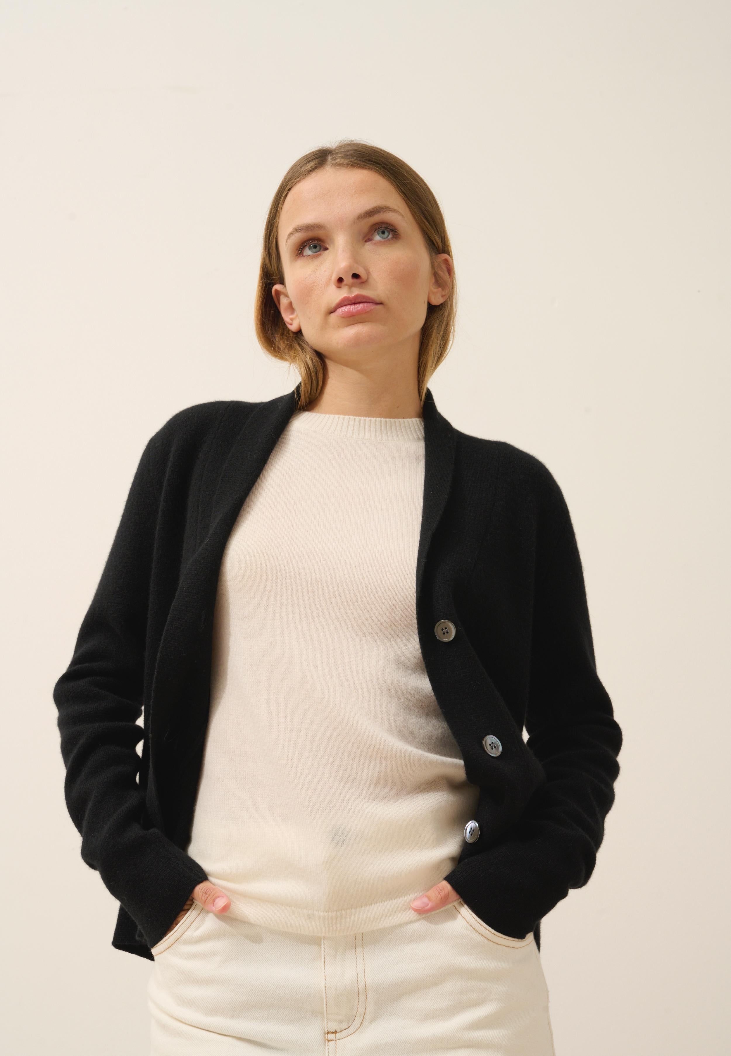 MILA veste col châle noir