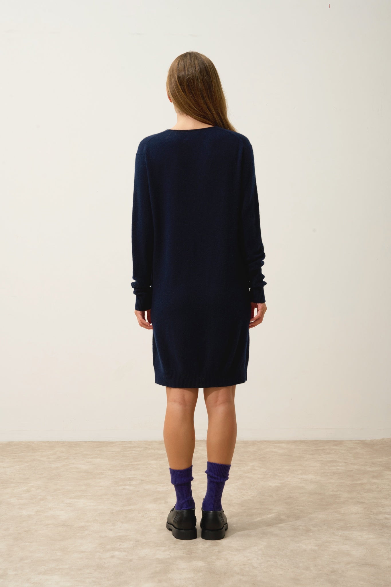 MILEYA robe col v navy