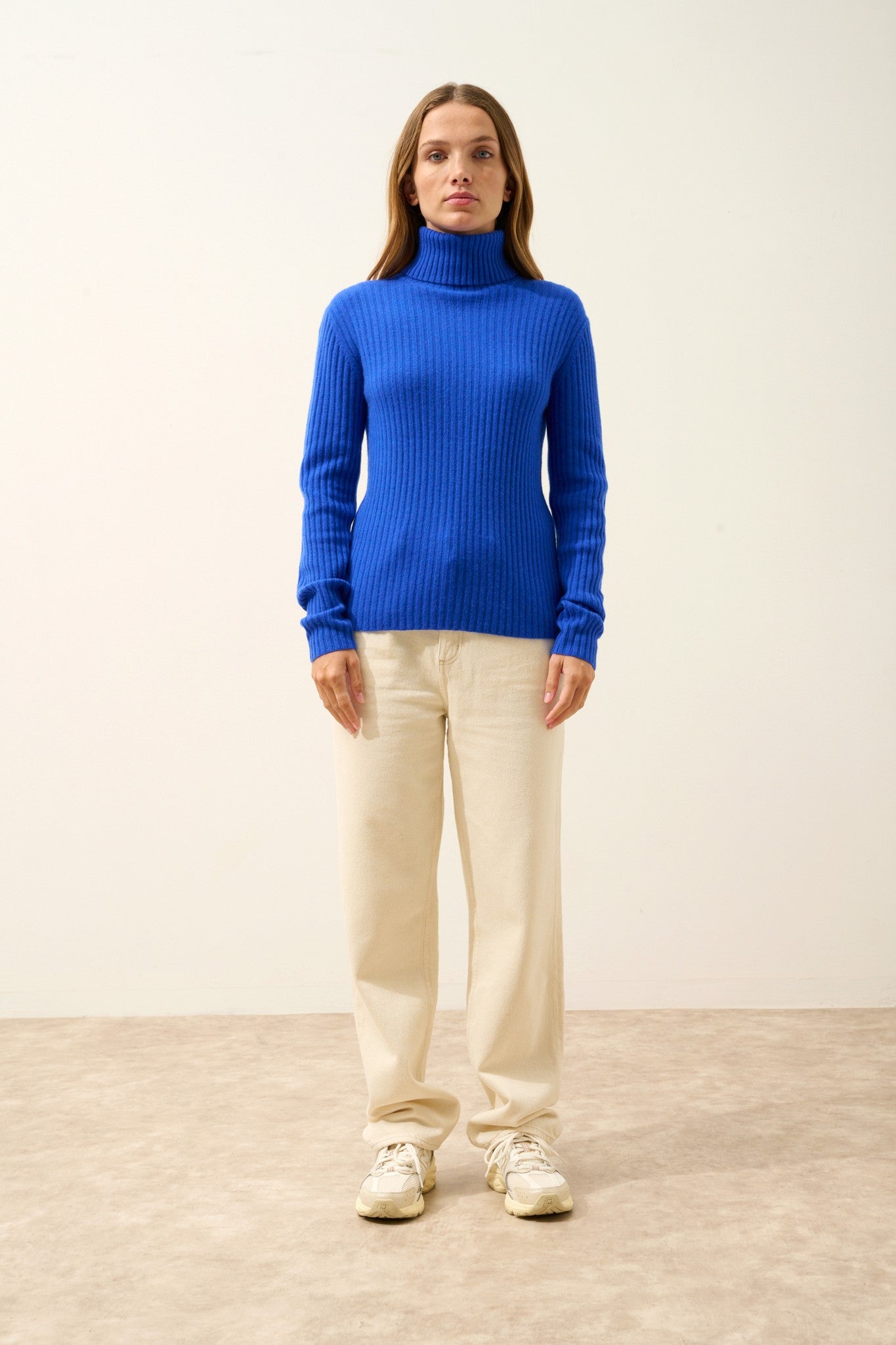 miraya pull col roulé bleu persan 100% cachemire