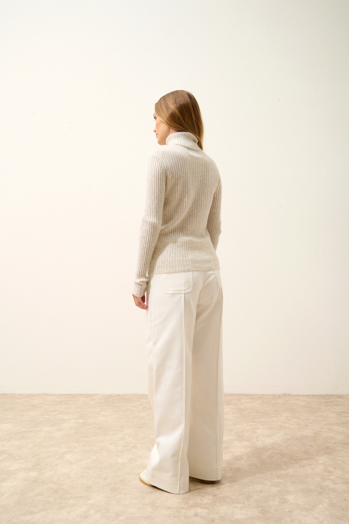 miraya pull col roulé gris perle chiné 100% cachemire