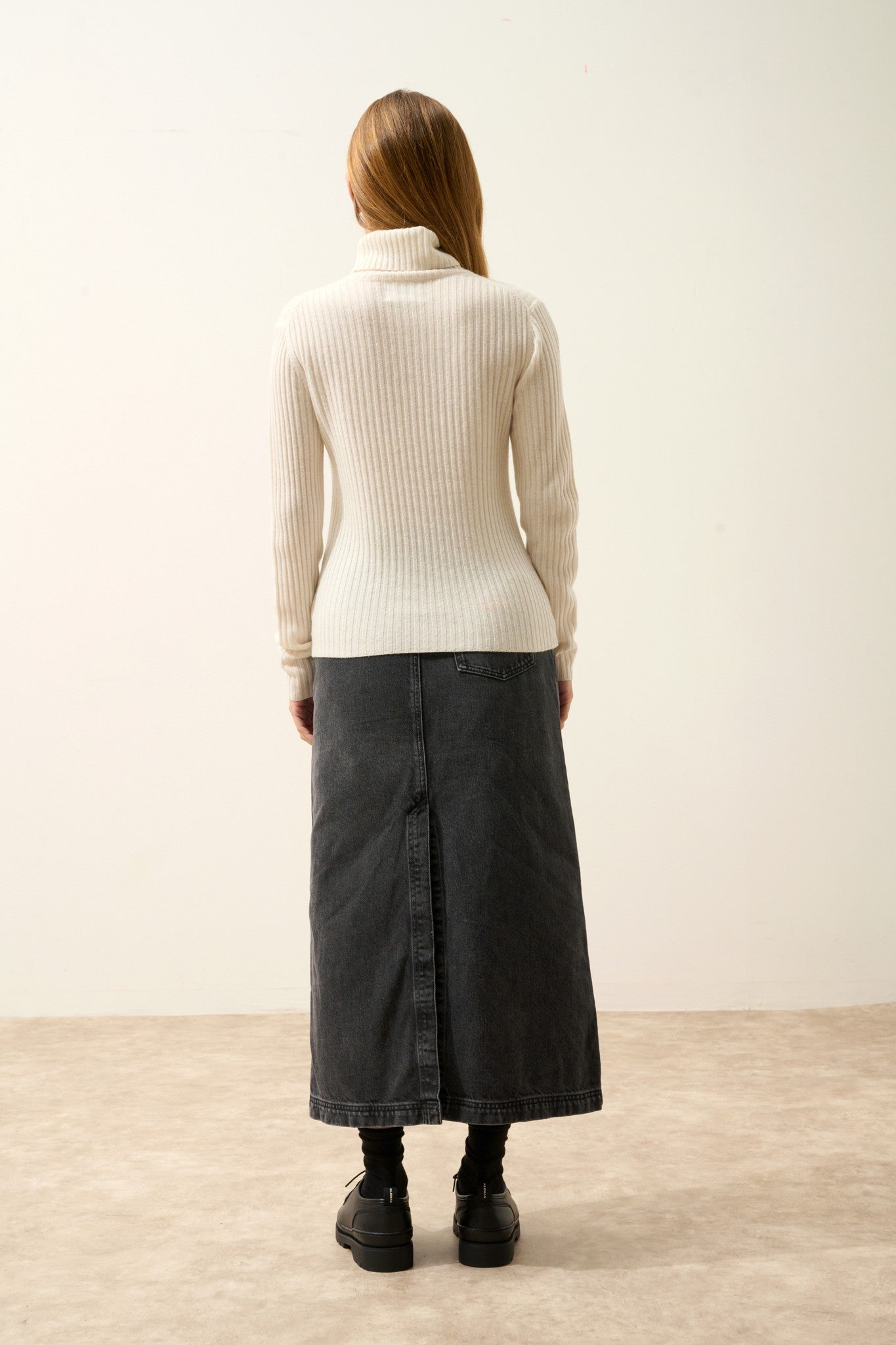 miraya pull col roulé ivoire 100% cachemire