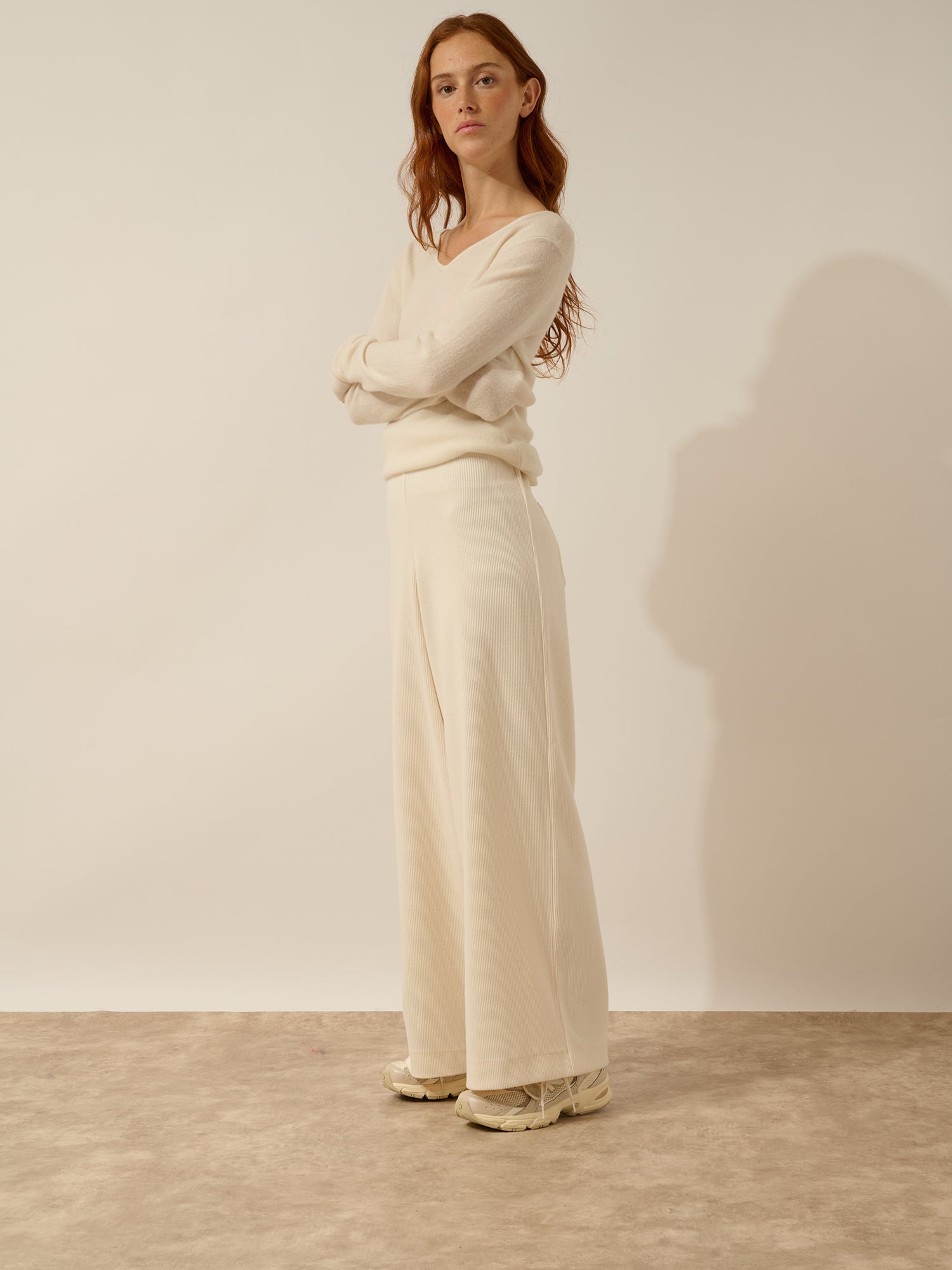 MIRELLA pull col v devant et dos ivoire