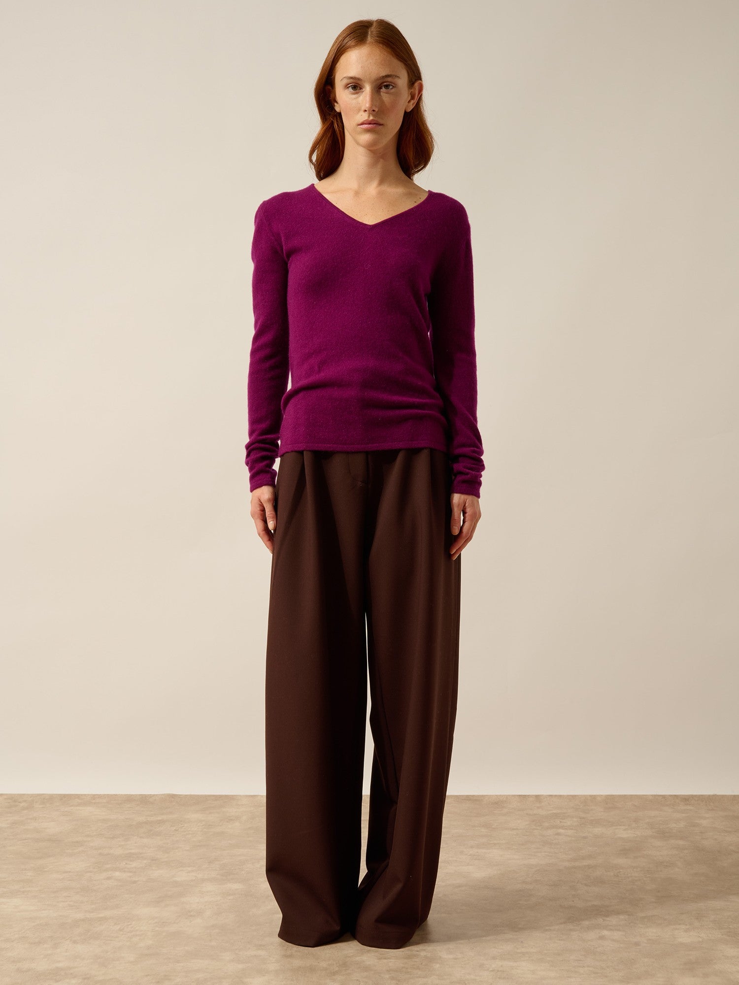 mirella pullover with v-neck front and back in plum