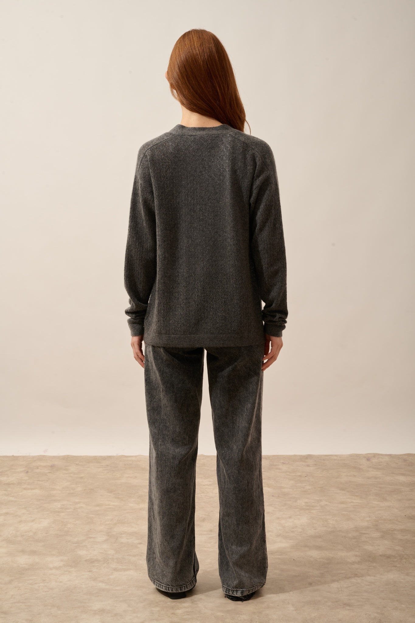 MYA gilet ouvert col rond anthracite chiné