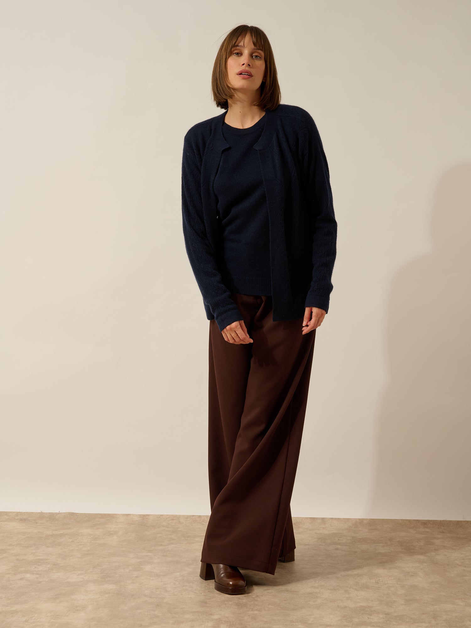 MYA gilet ouvert col rond navy