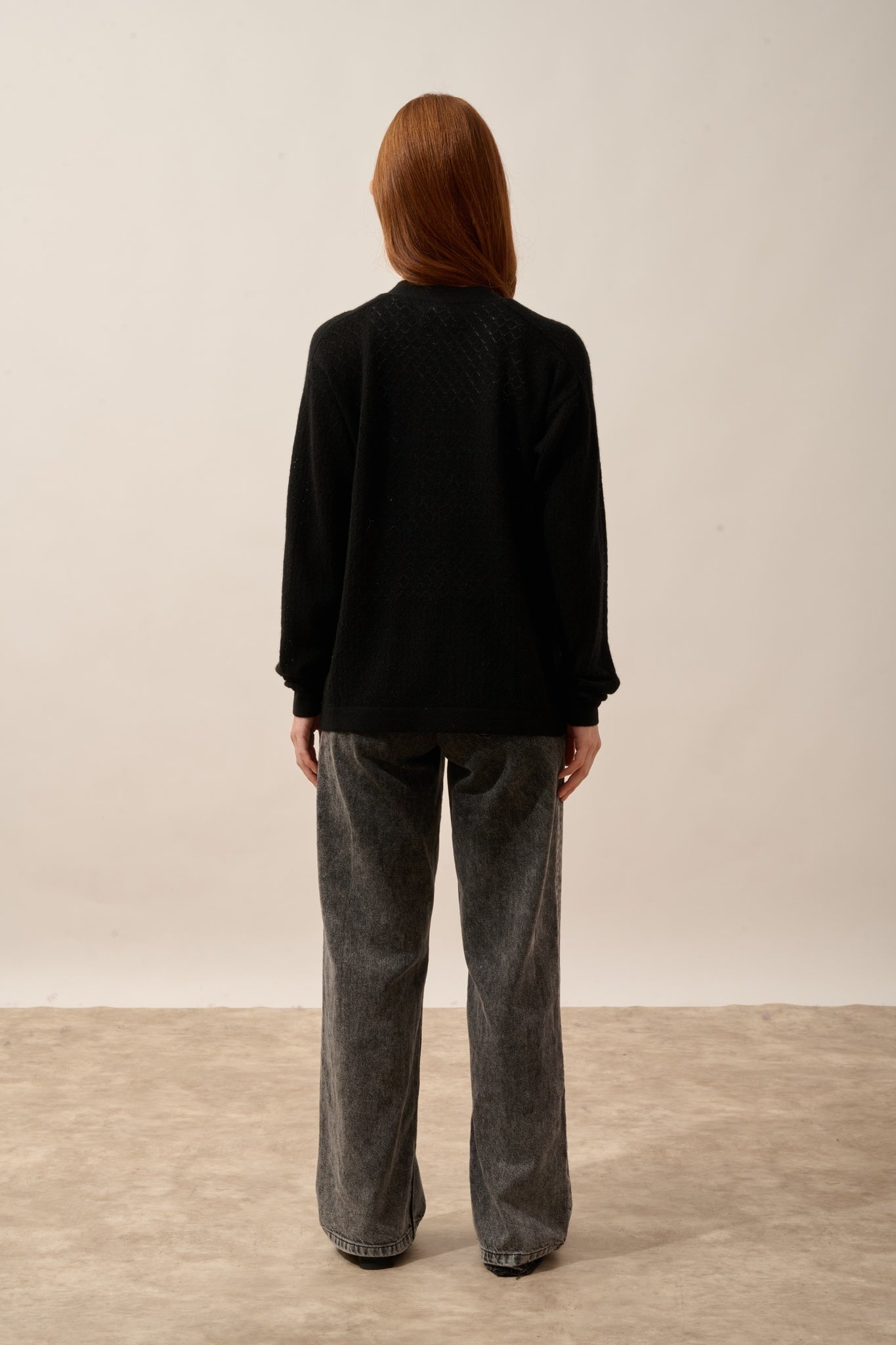 MYA open cardigan with round neck in black