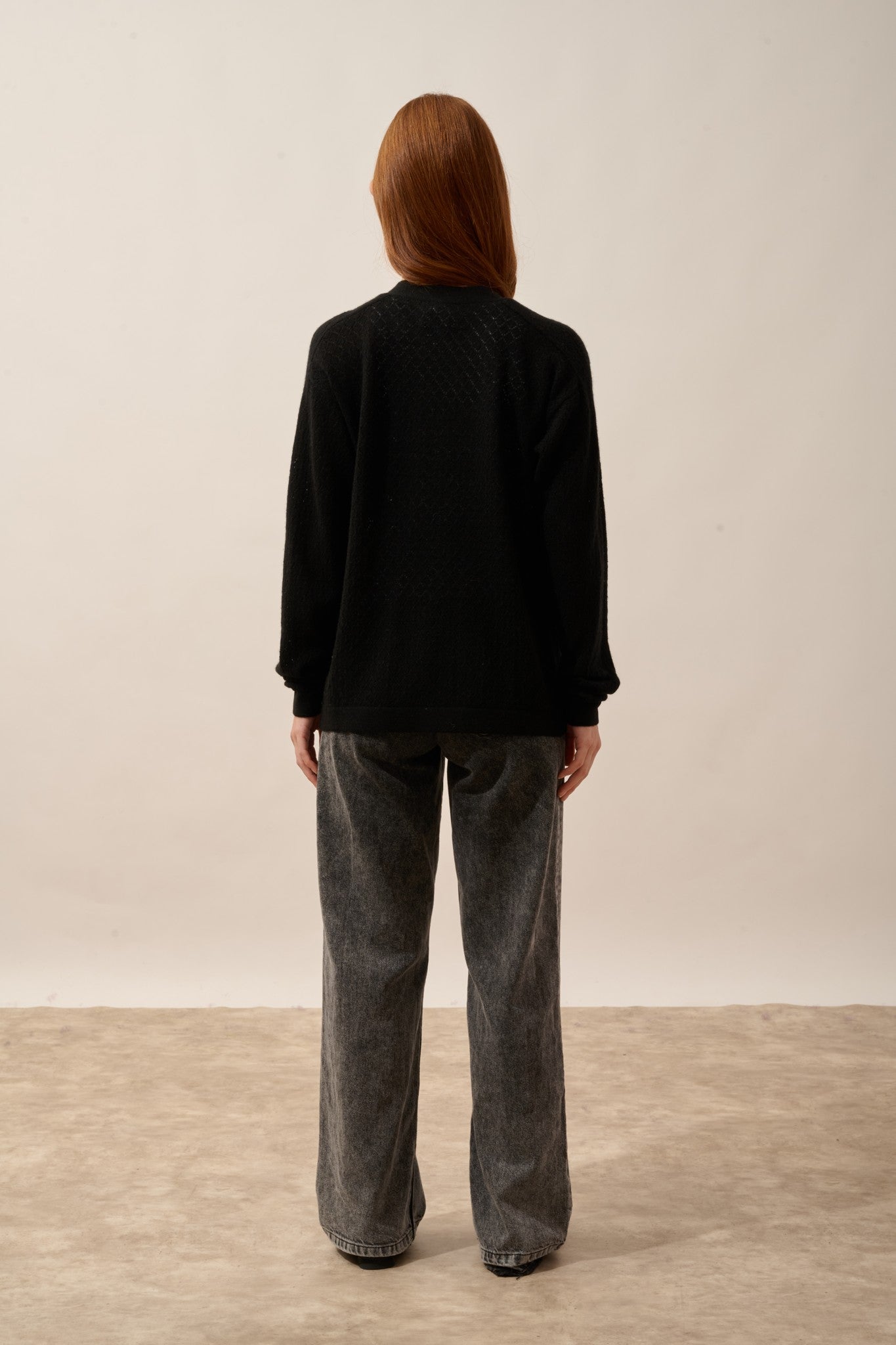 mya gilet ouvert col rond noir