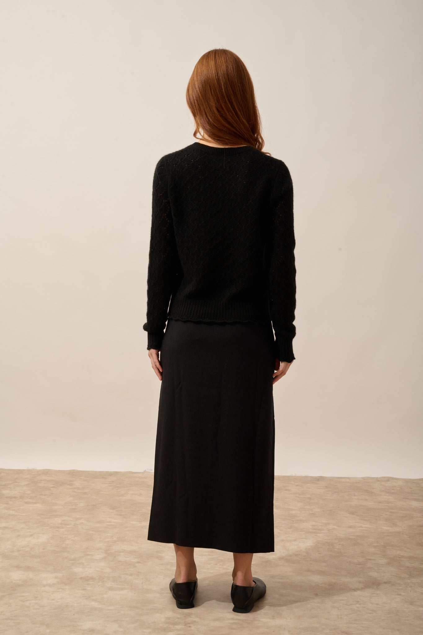 NADIA pull col rond 8 fils noir