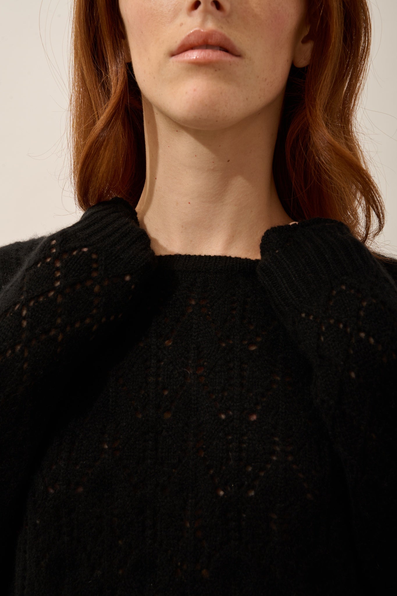 NADIA pull col rond 8 fils noir