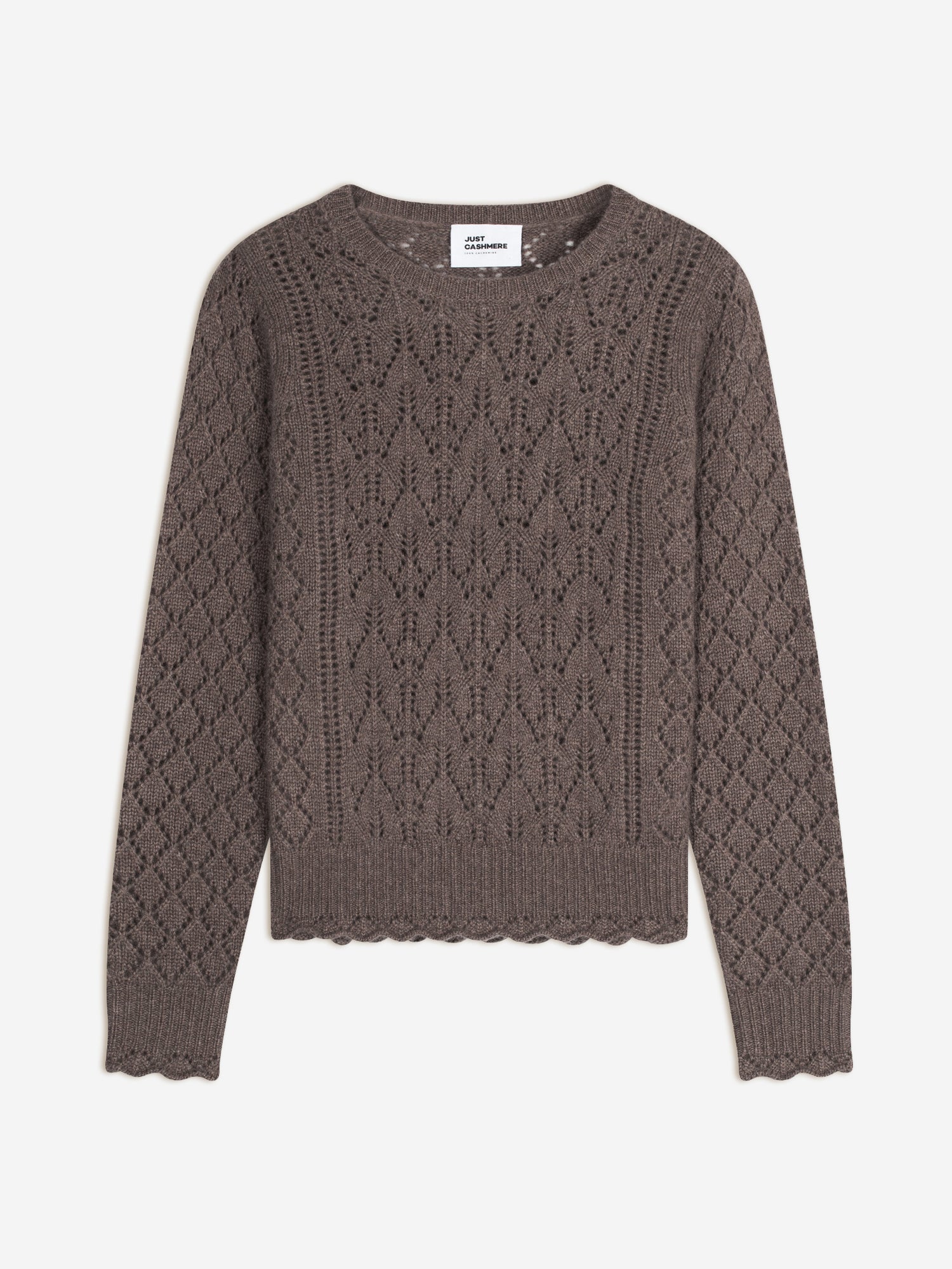 NADIA pull col rond 8 fils taupe chiné