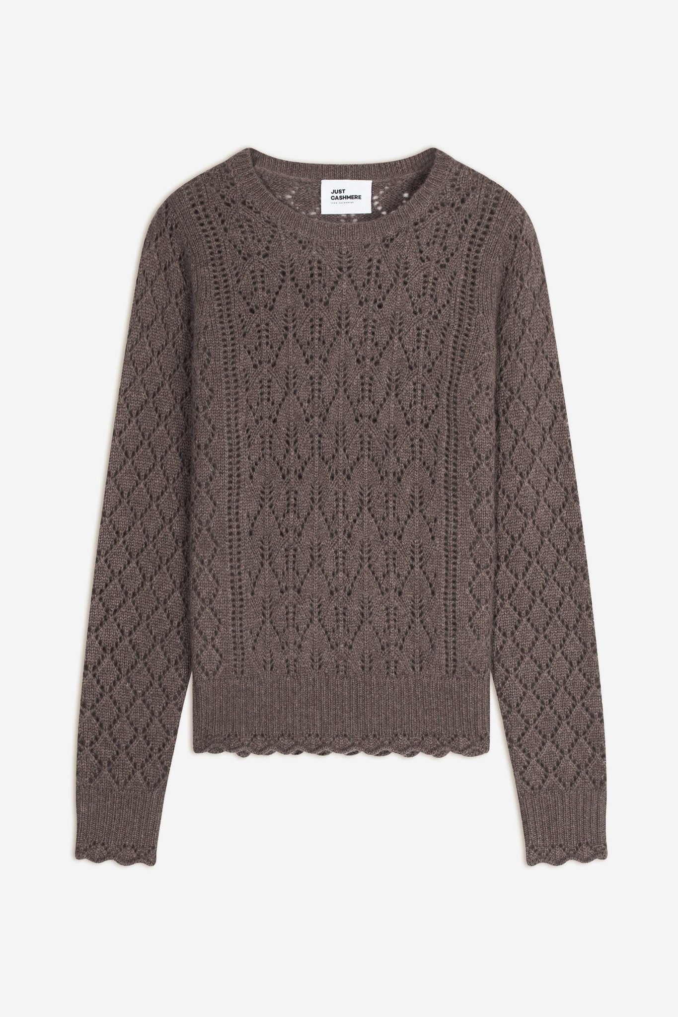 NADIA round neck sweater, 8-ply taupe heather