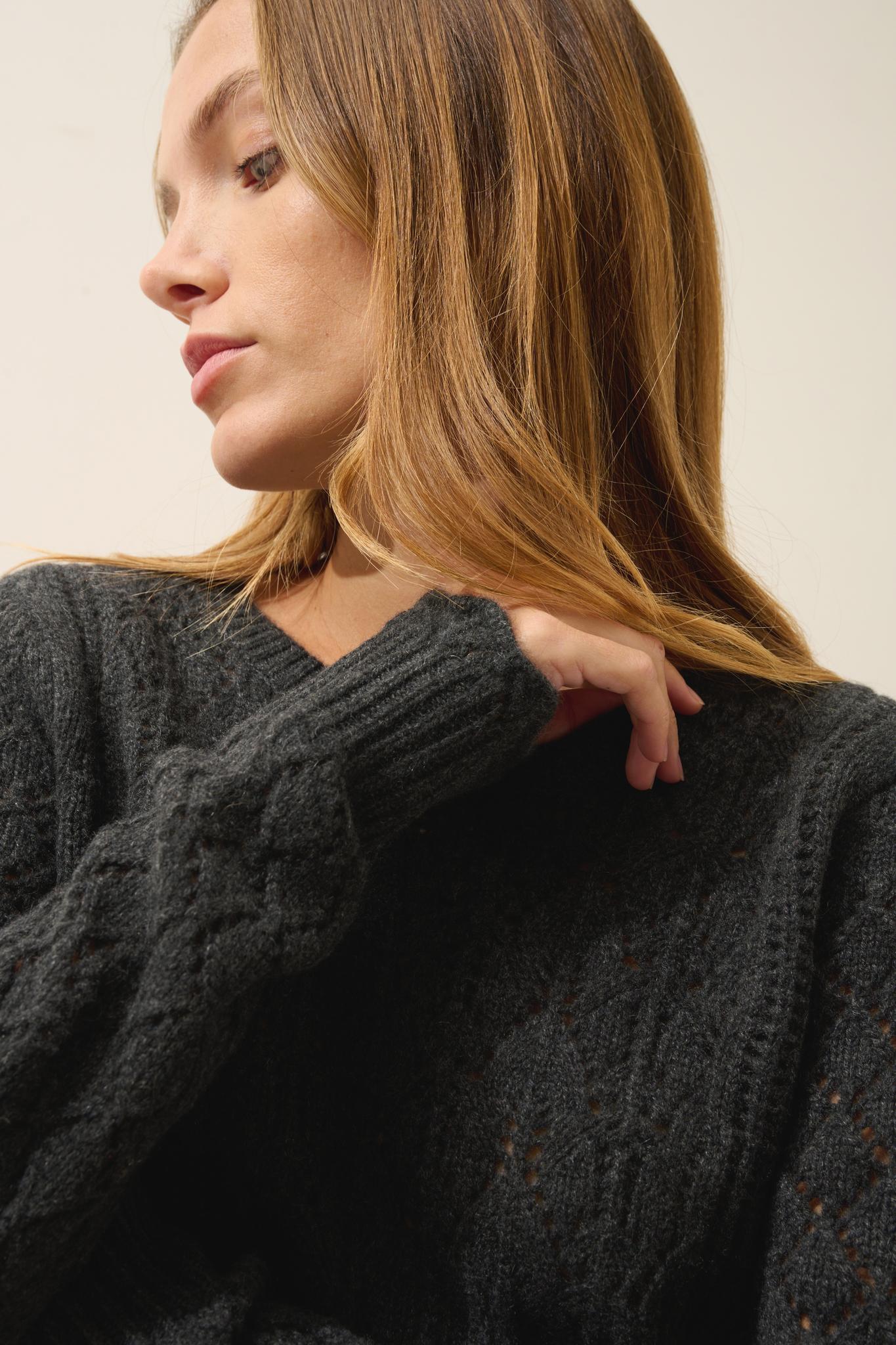 NADIA round-neck sweater carbon mottled
