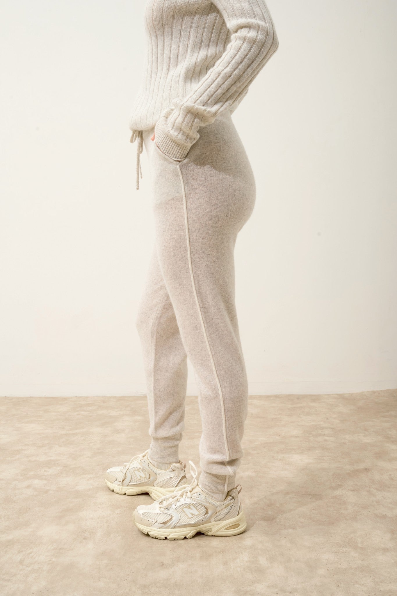 narella jogging bi-color gris perle chiné/ivoire 100% cachemire