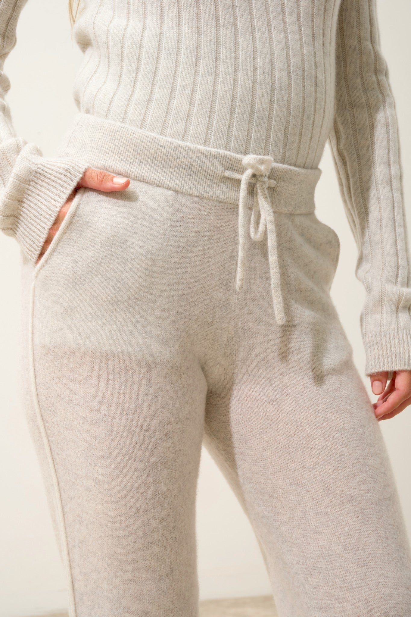 narella jogging bi-color gris perle chiné/ivoire 100% cachemire