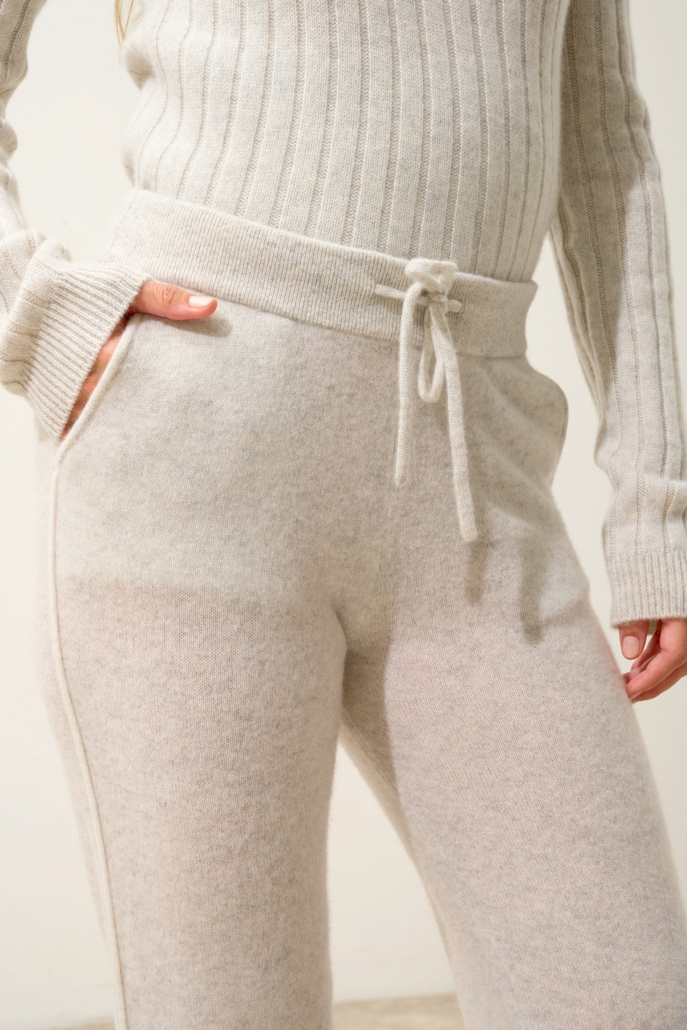 NARELLA jogging bi-color gris perle chiné/ivoire