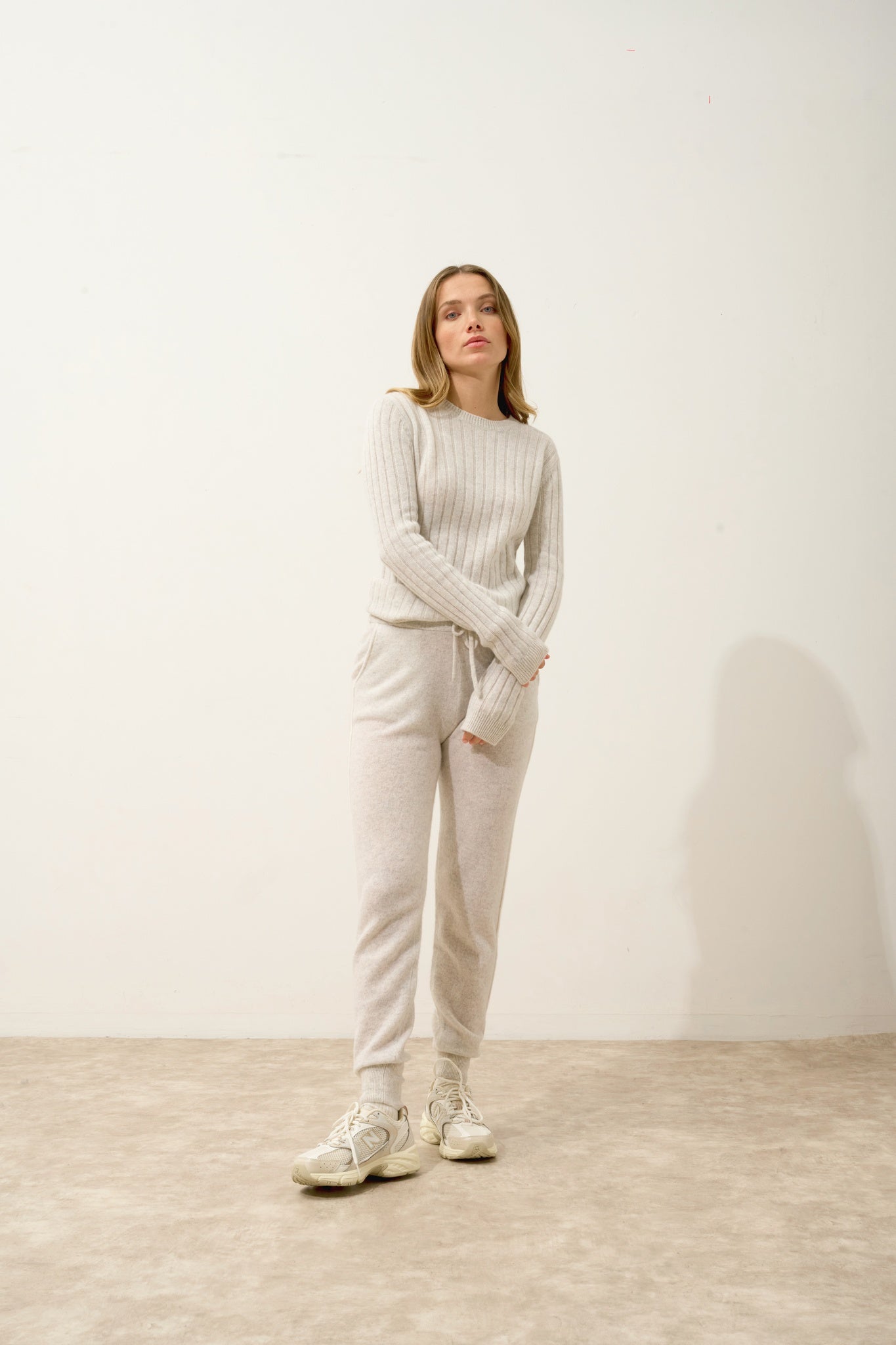 NARELLA jogging bi-color gris perle chiné/ivoire