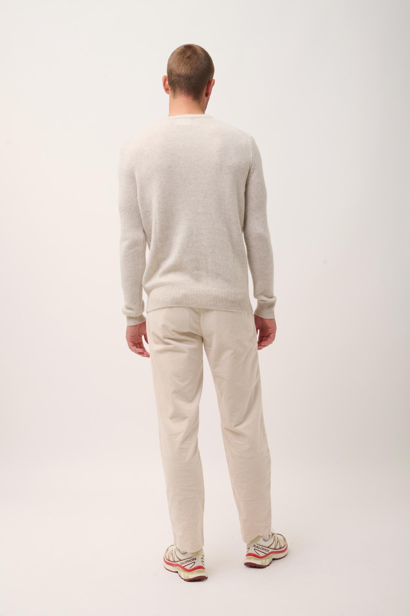 NATHAN pearl grey v-neck sweater