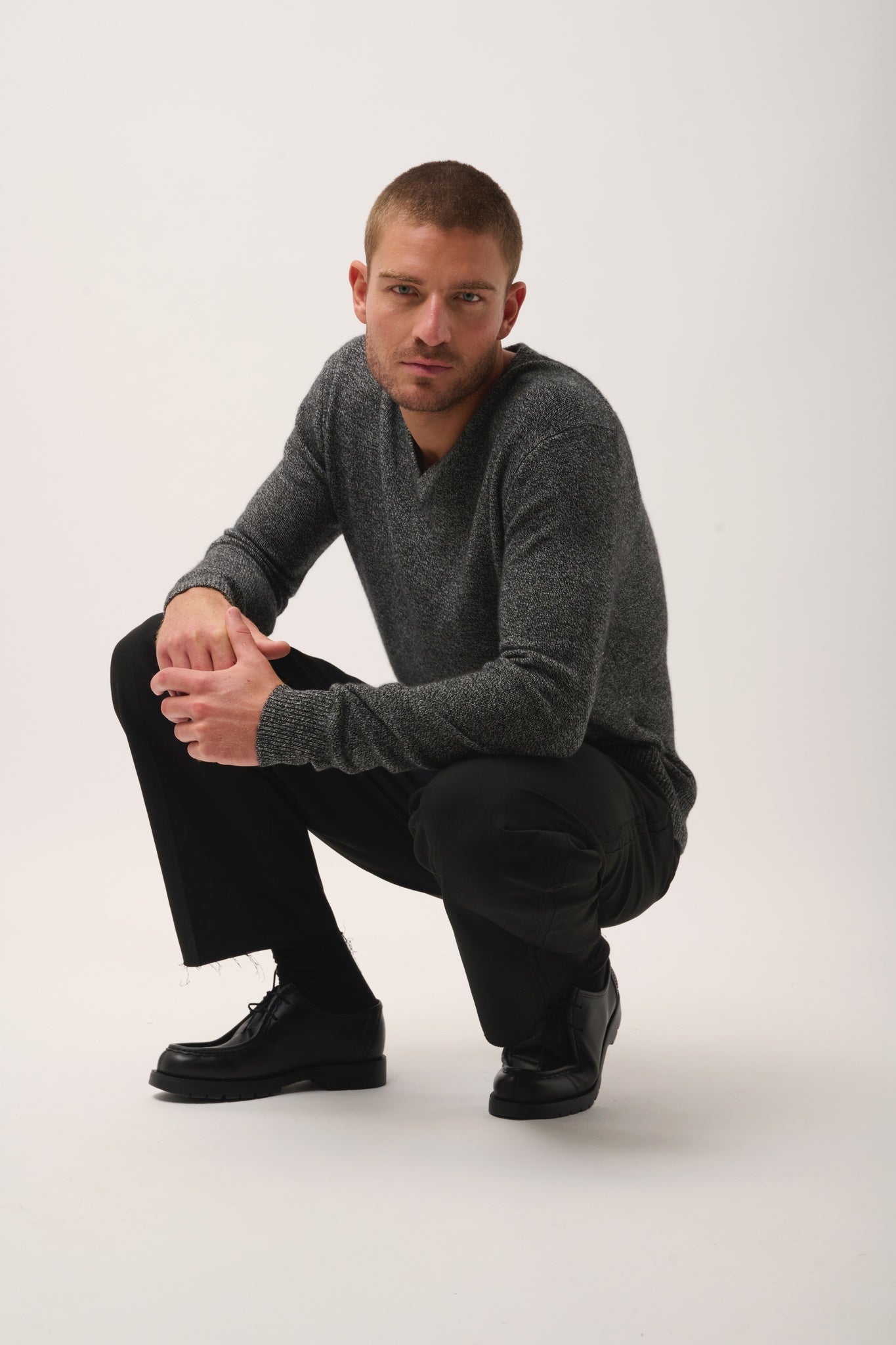 NATHAN pull col v noir/blanc