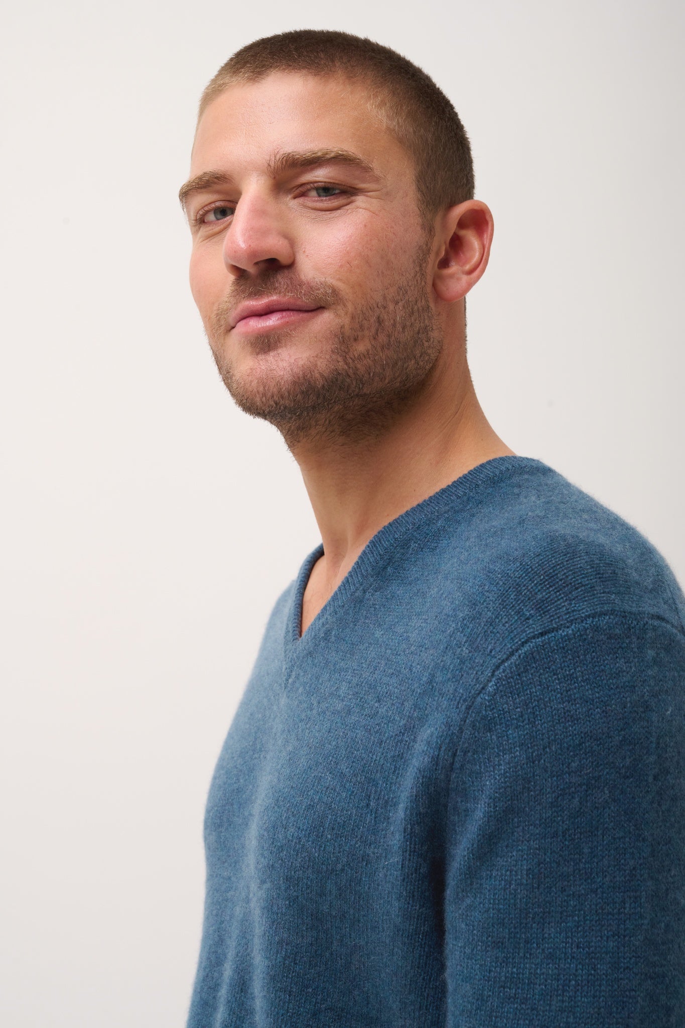 NATHAN pull col v vert canard chiné