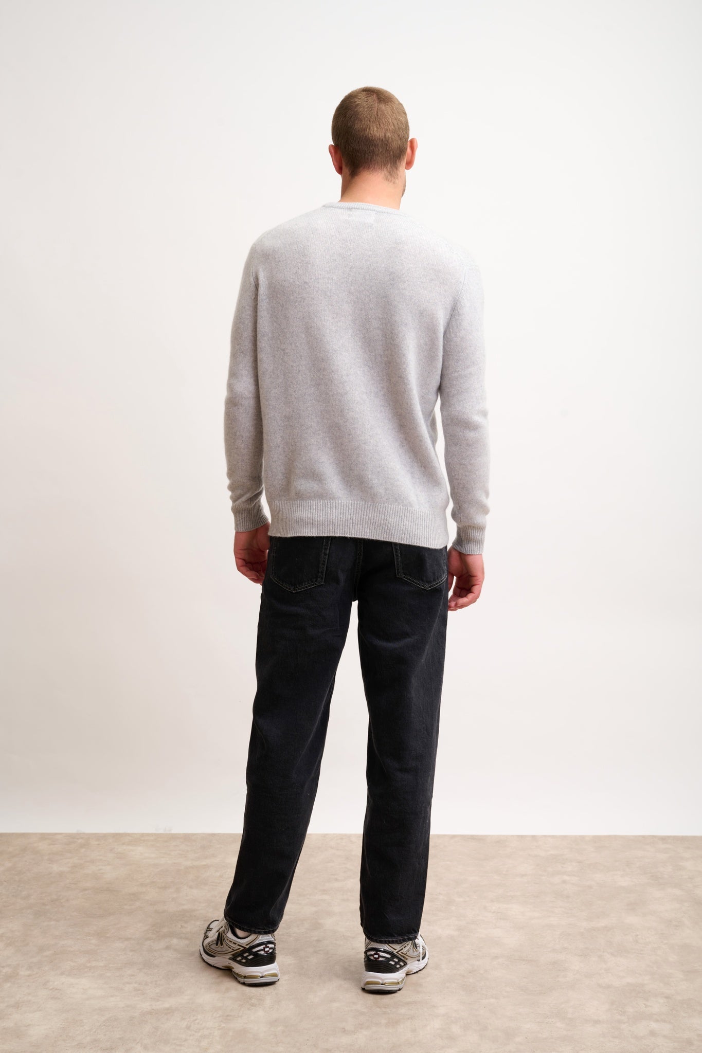 NATHAN pull col v 4 fils gris clair chiné