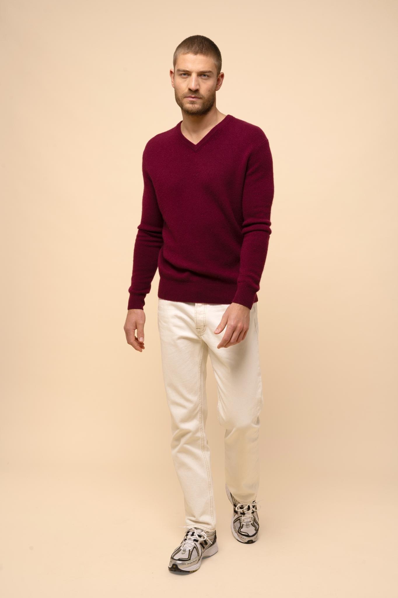 NATHAN burgundy v-neck sweater