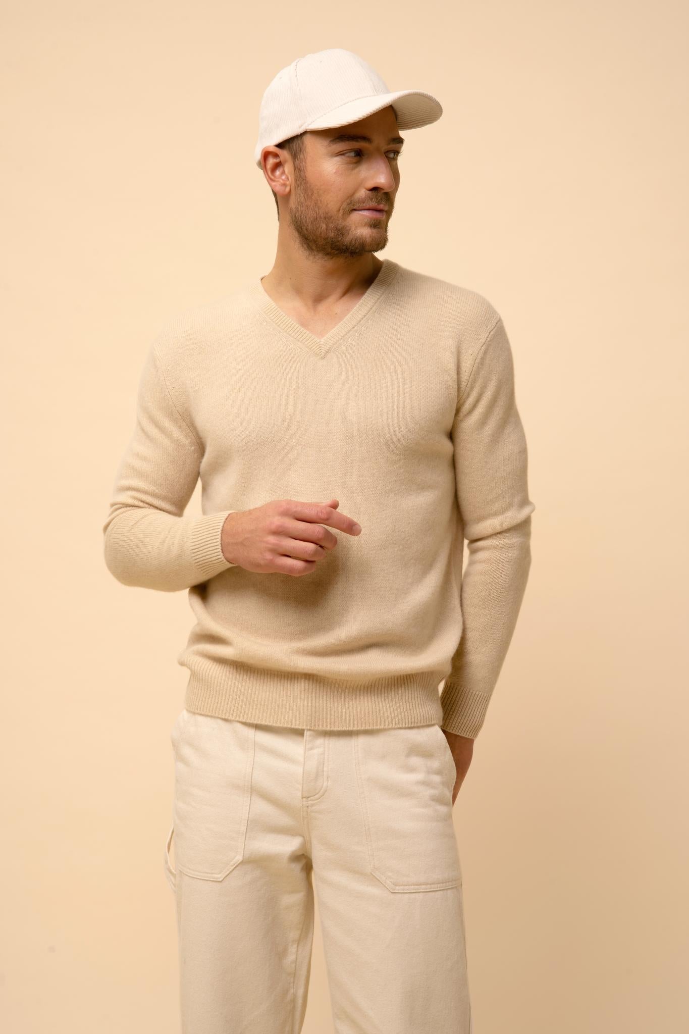 NATHAN v-neck sweater sand