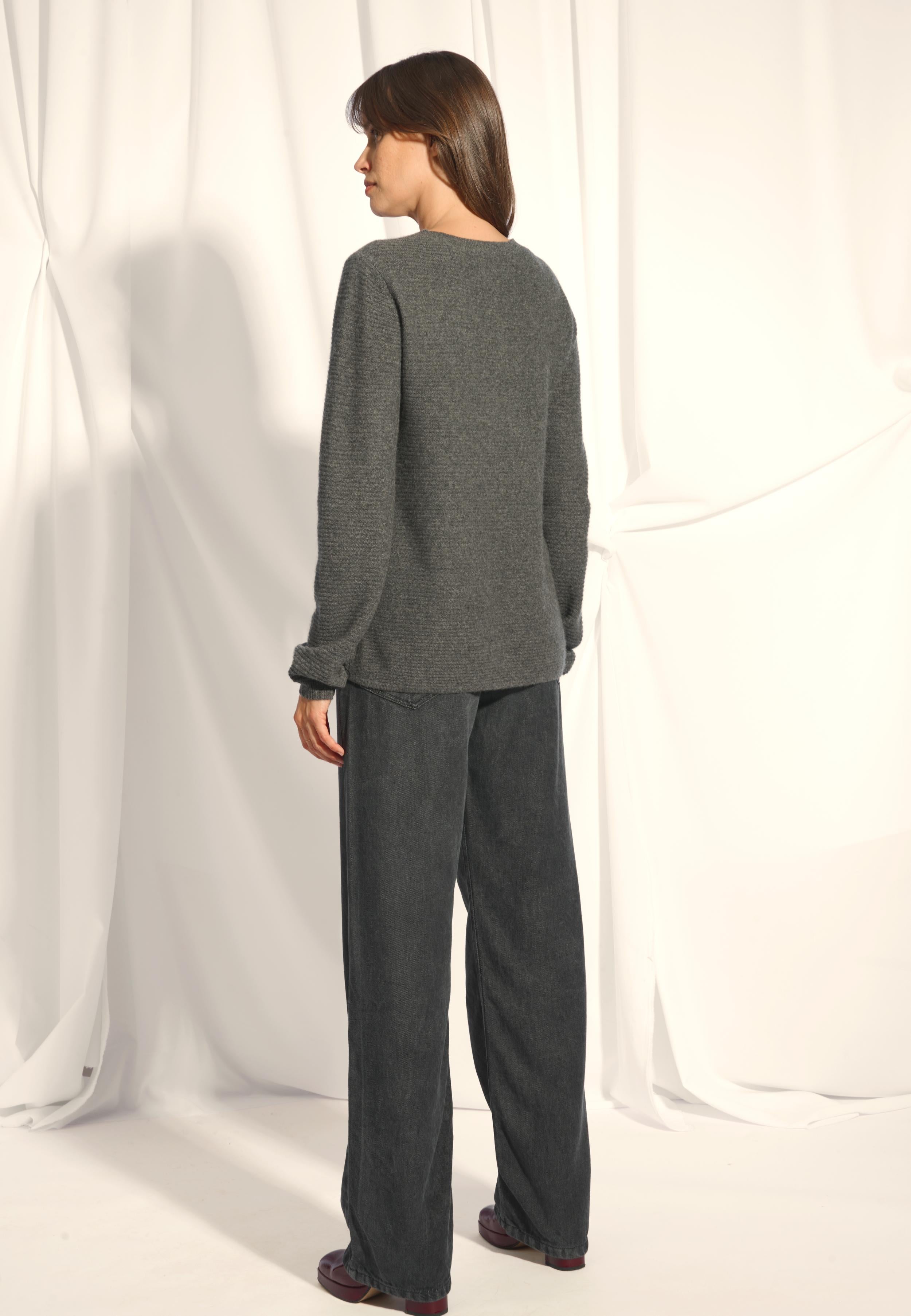 NETHY pull col bateau anthracite chiné