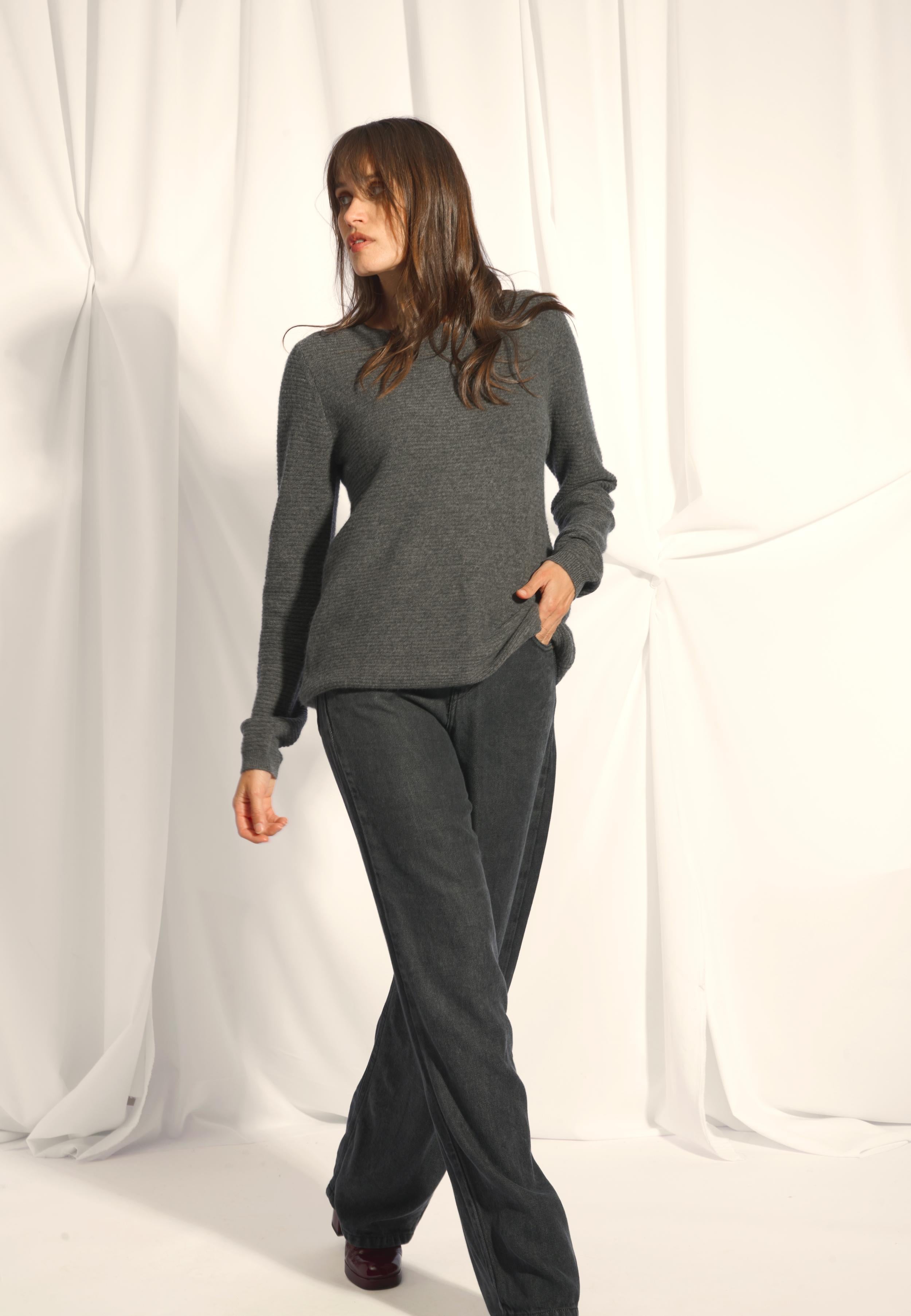 NETHY pull col bateau anthracite chiné