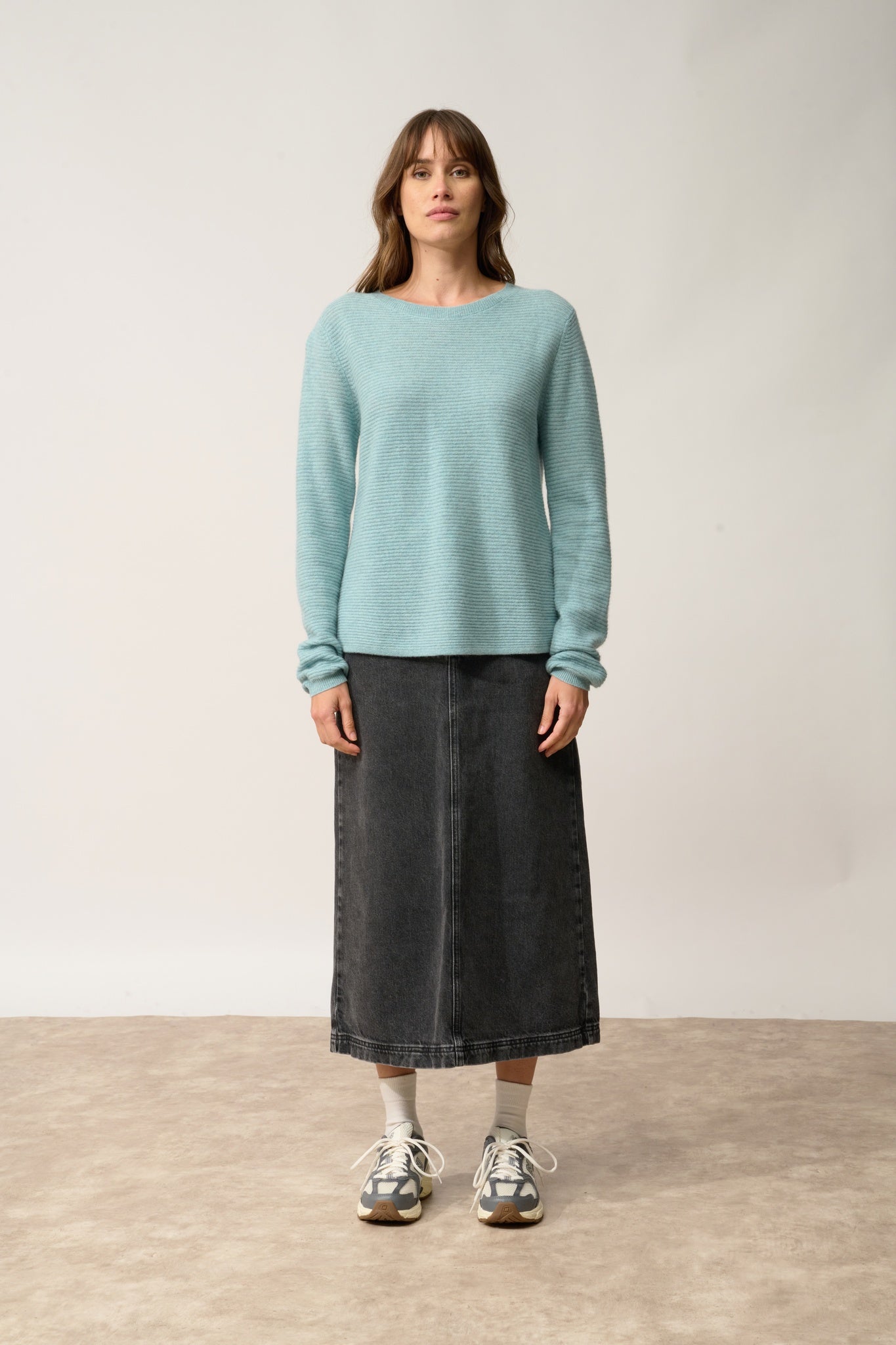 NETHY pull col bateau aqua chiné