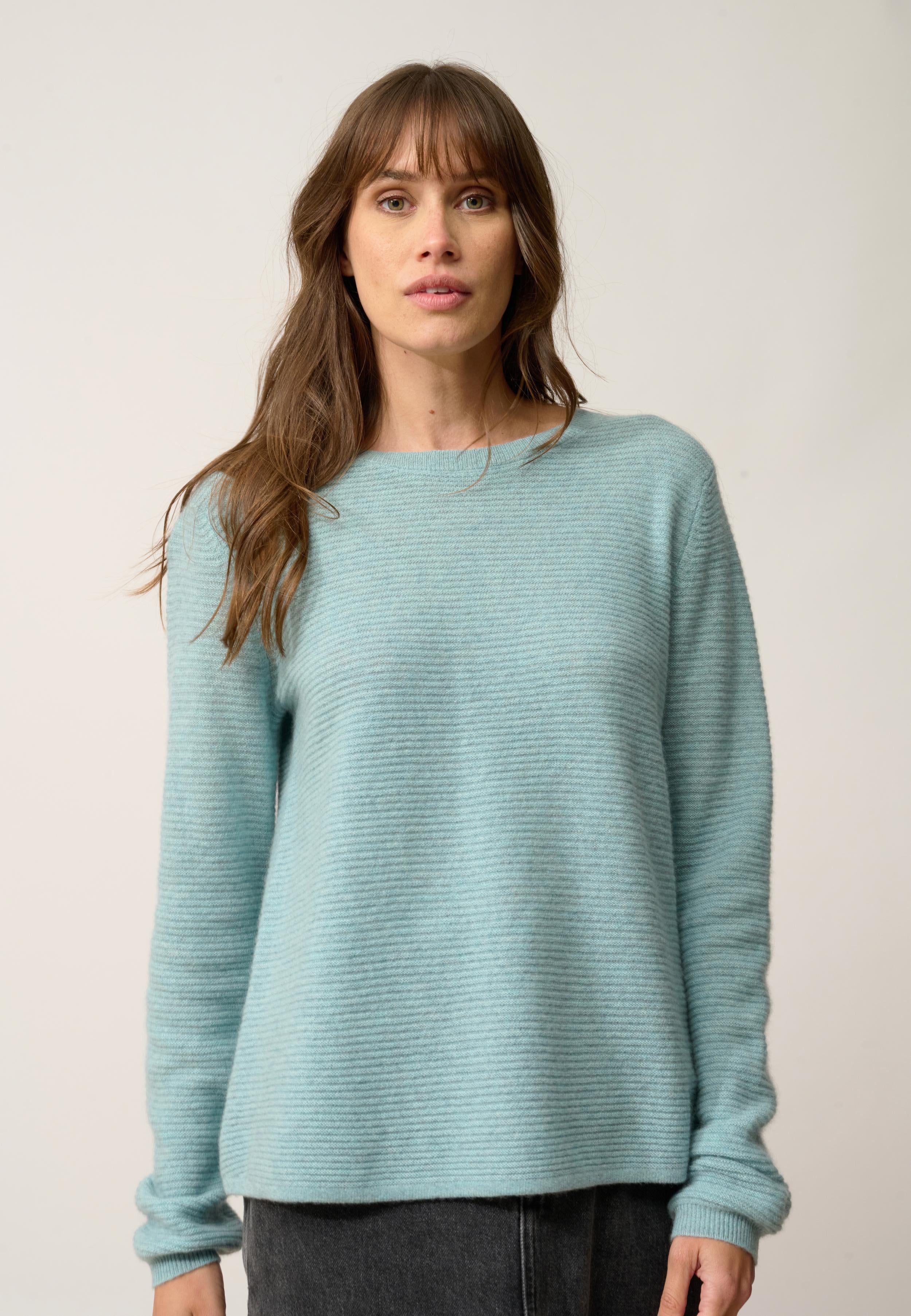 NETHY pull col bateau aqua chiné