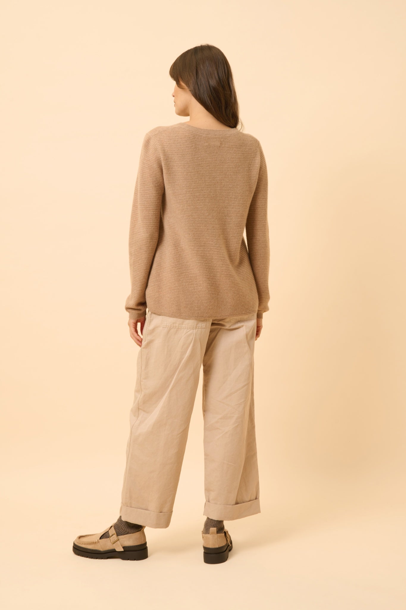 NETHY pull col bateau camel chiné