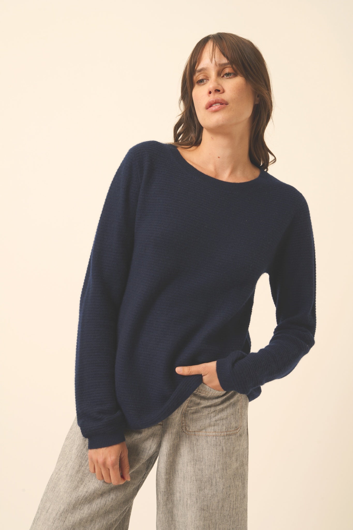 NETHY pull col bateau navy