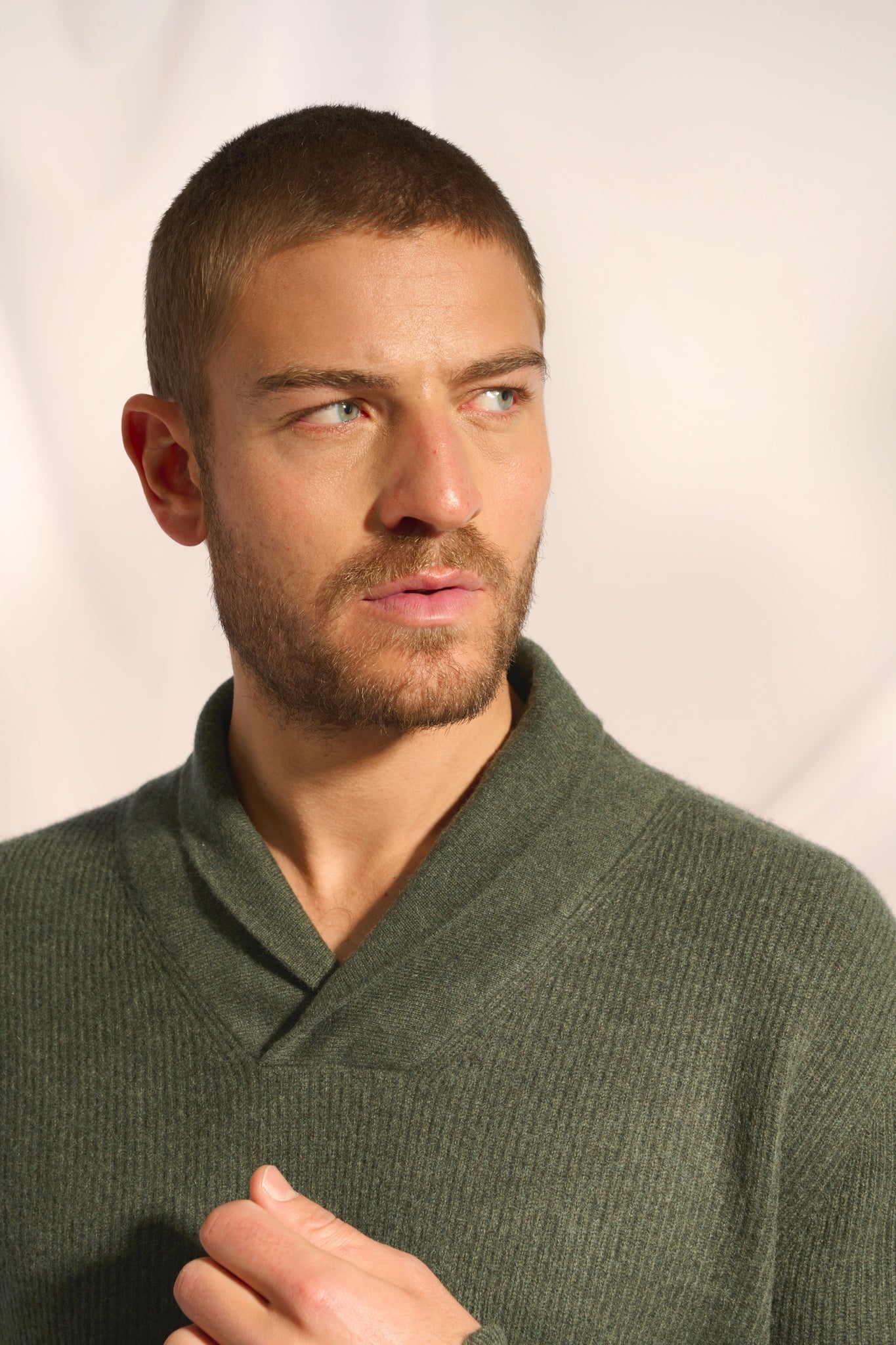 NINA pull col châle kaki chiné