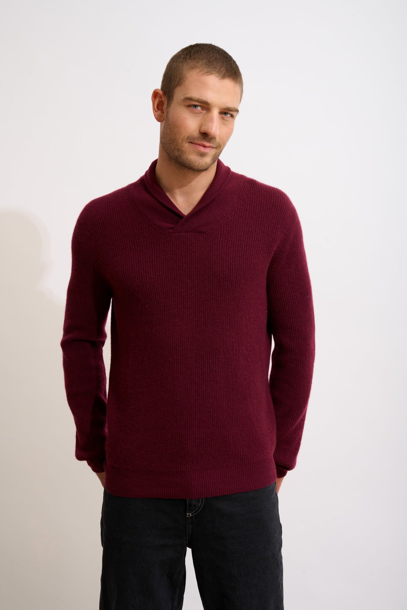 NINA pull col châle mûre