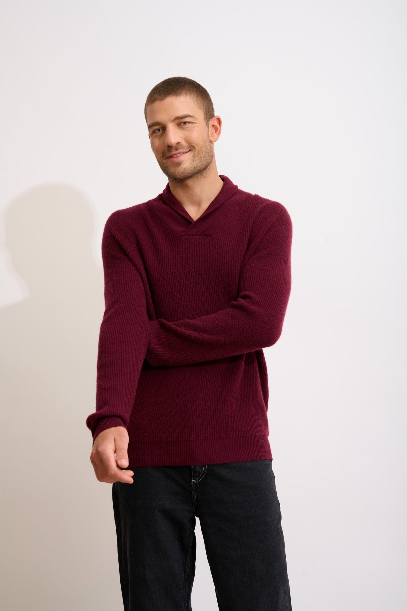 NINA pull col châle mûre