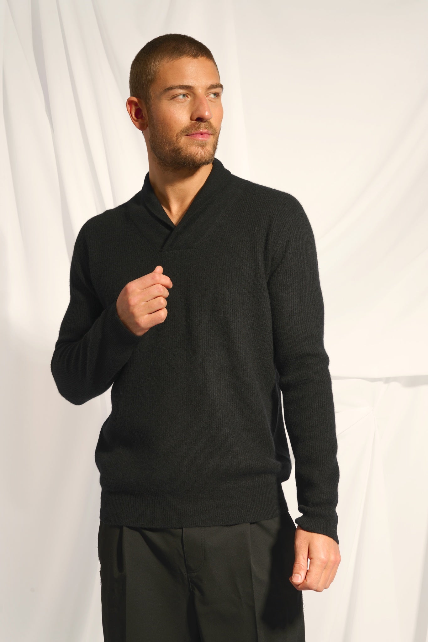 NINA pull col châle noir