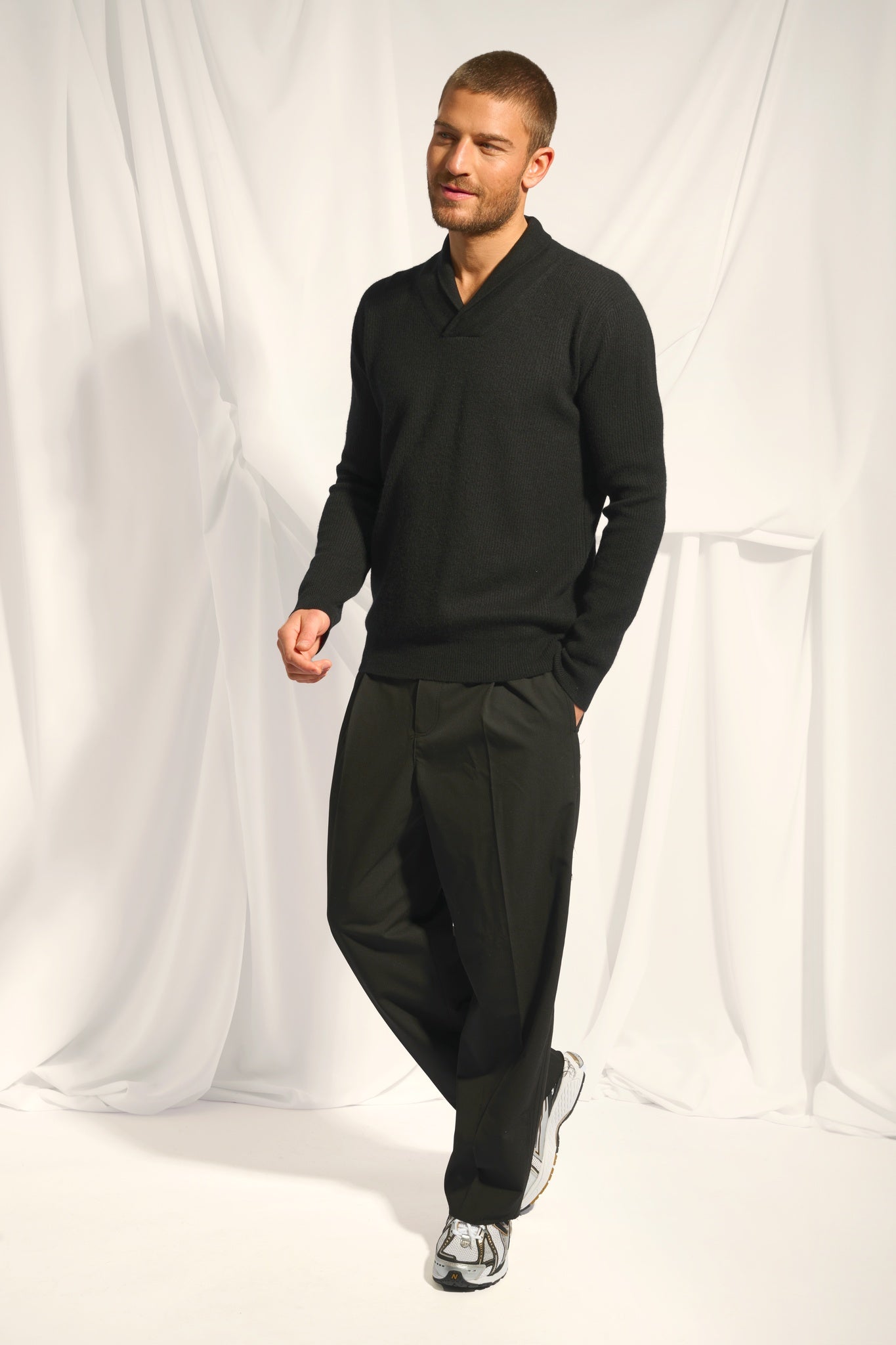 NINA pull col châle noir