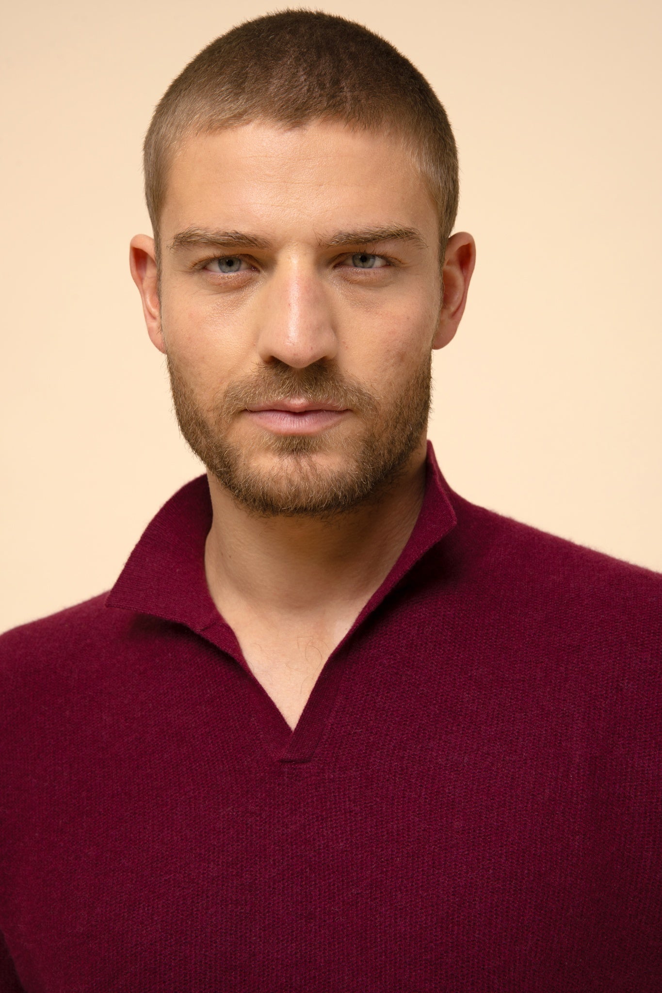 NOAH pull col polo ouvert bordeaux