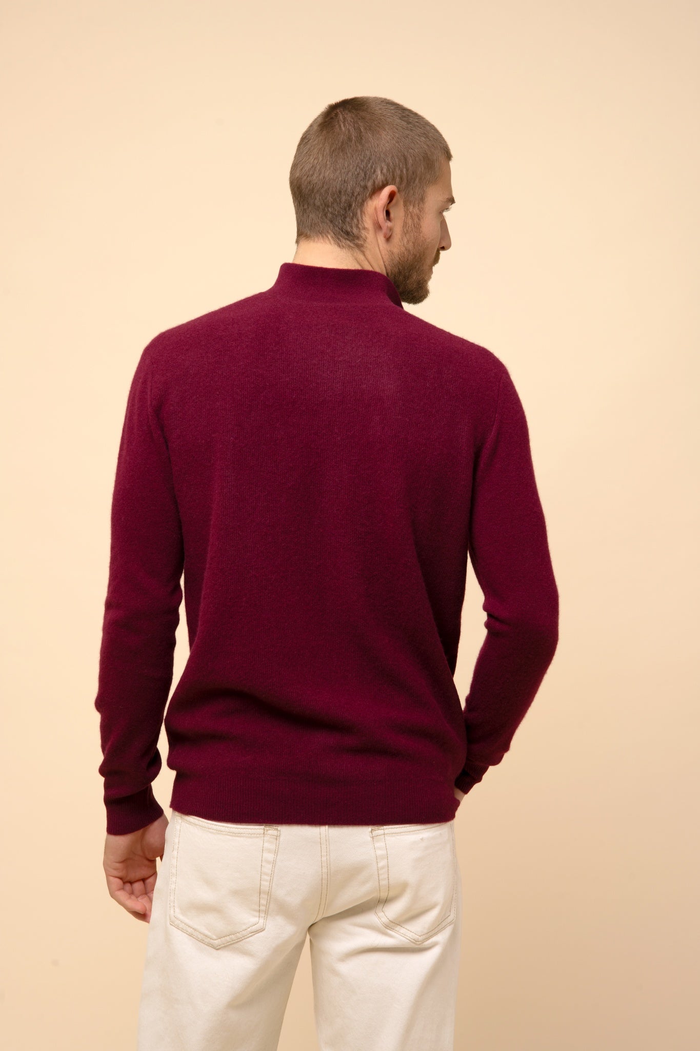 NOAH burgundy open polo-neck sweater