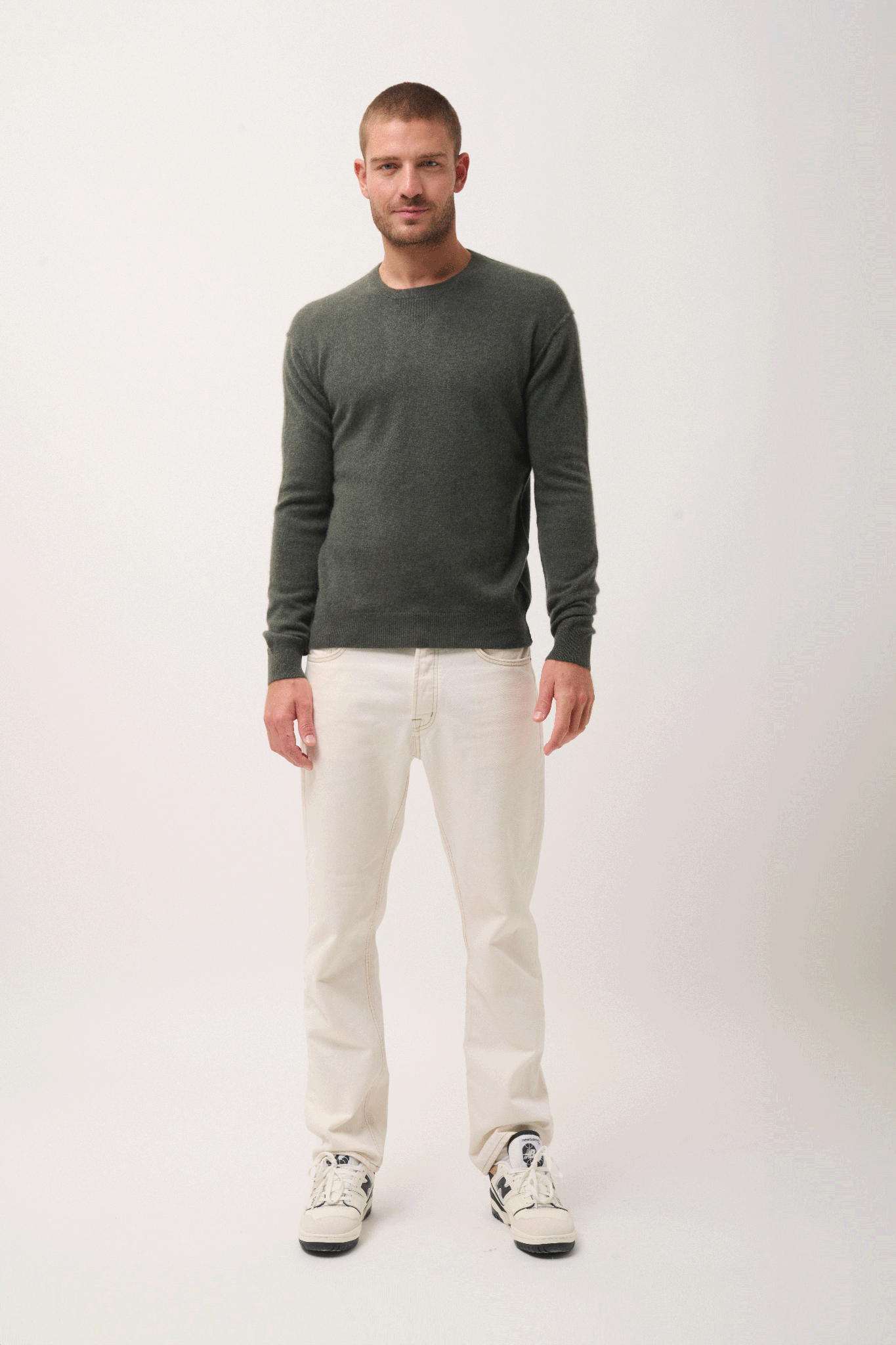 NOE round-neck sweater khaki mottled